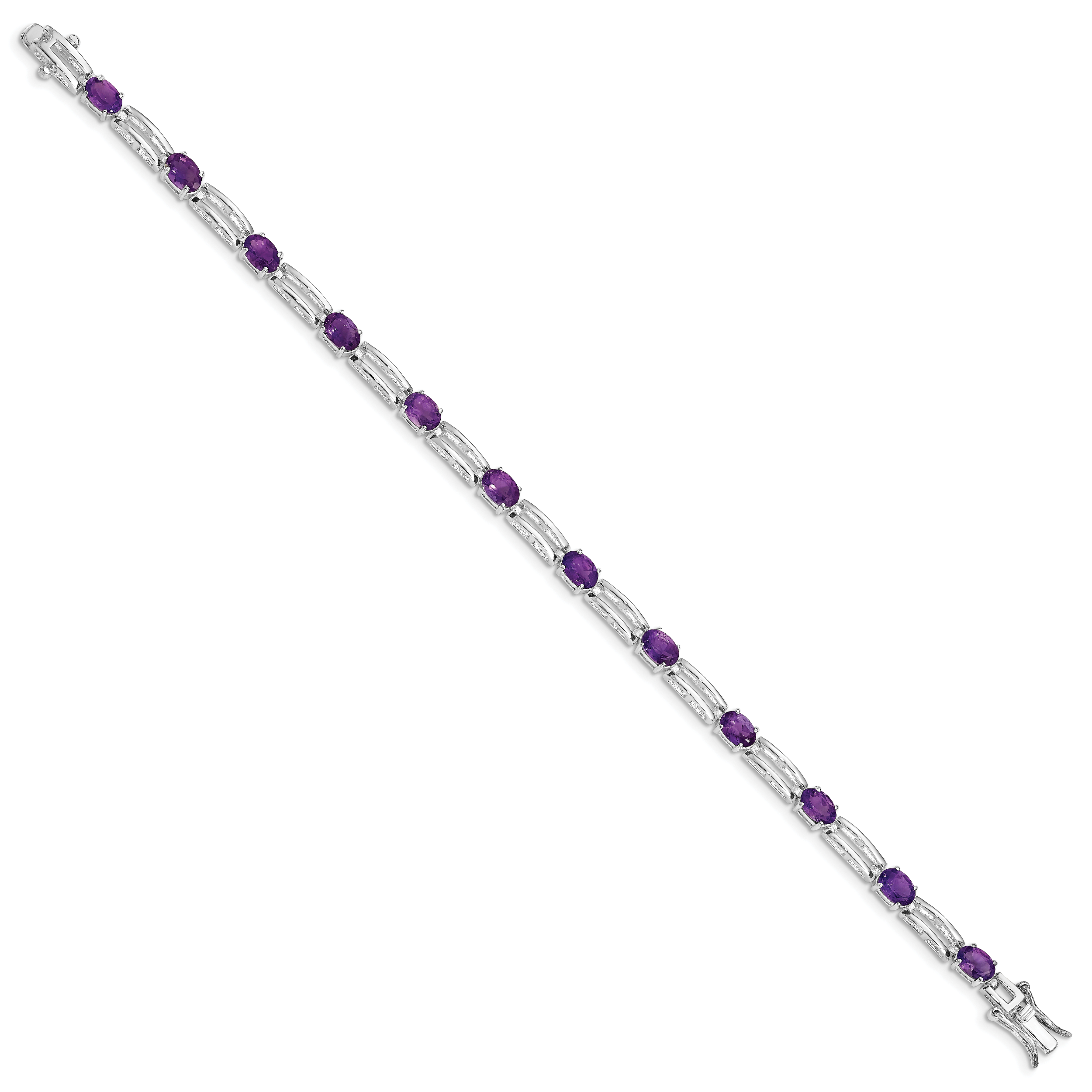 Sterling Silver Rhodium-plated Amethyst Bracelet Secondary image