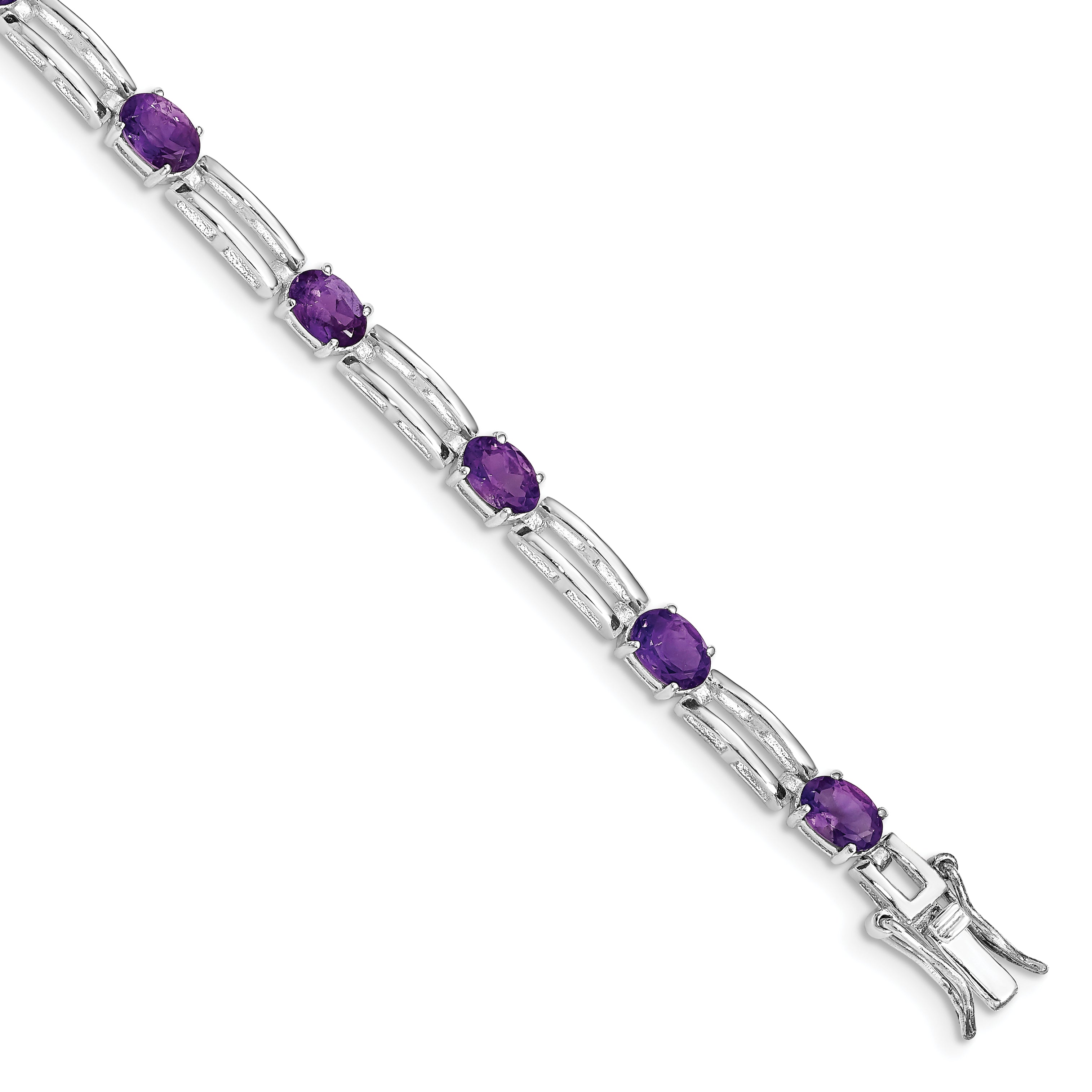 Sterling Silver Rhodium-plated Amethyst Bracelet Main image