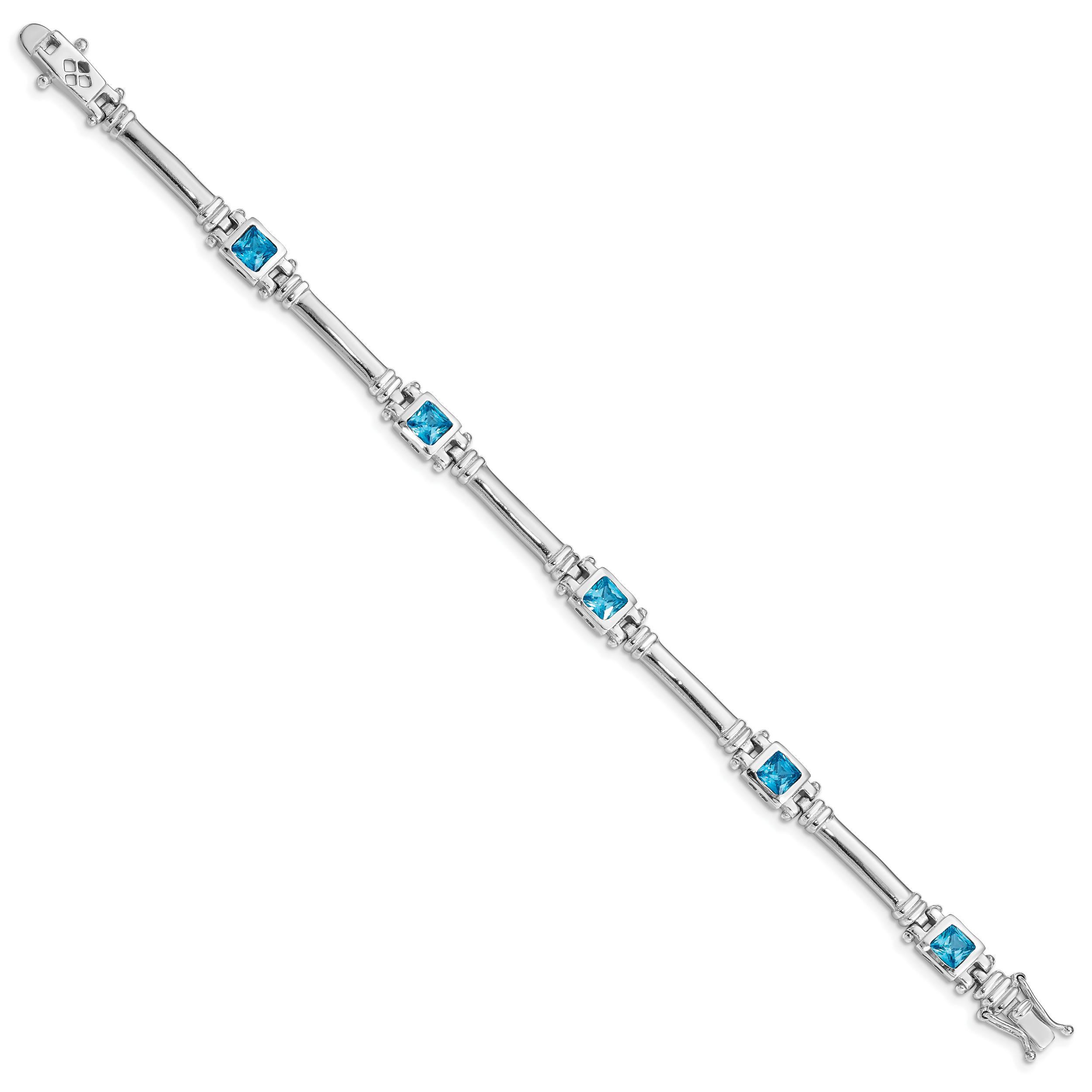 Sterling Silver Rhodium-plated Blue Topaz Bracelet Secondary image