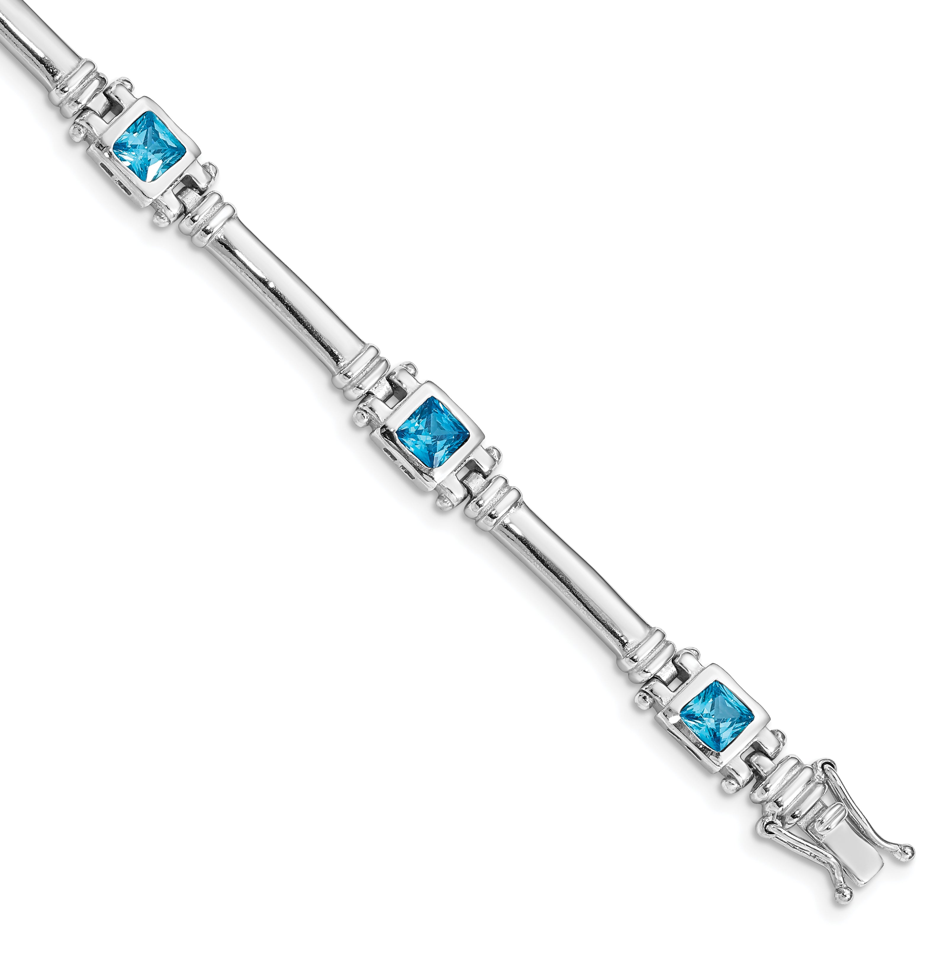 Sterling Silver Rhodium-plated Blue Topaz Bracelet Main image