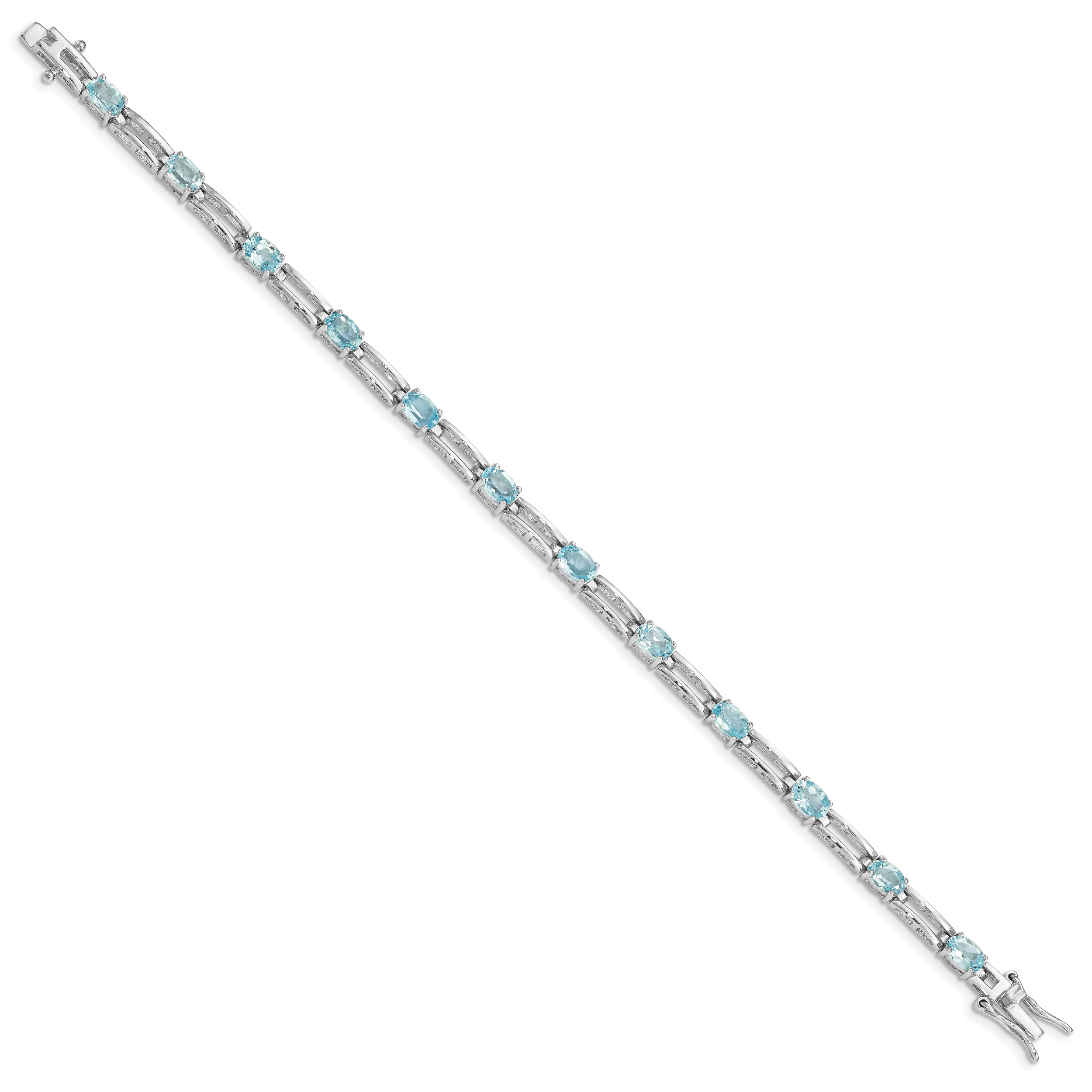 Sterling Silver Rhodium-plated Blue Topaz Bracelet Secondary image