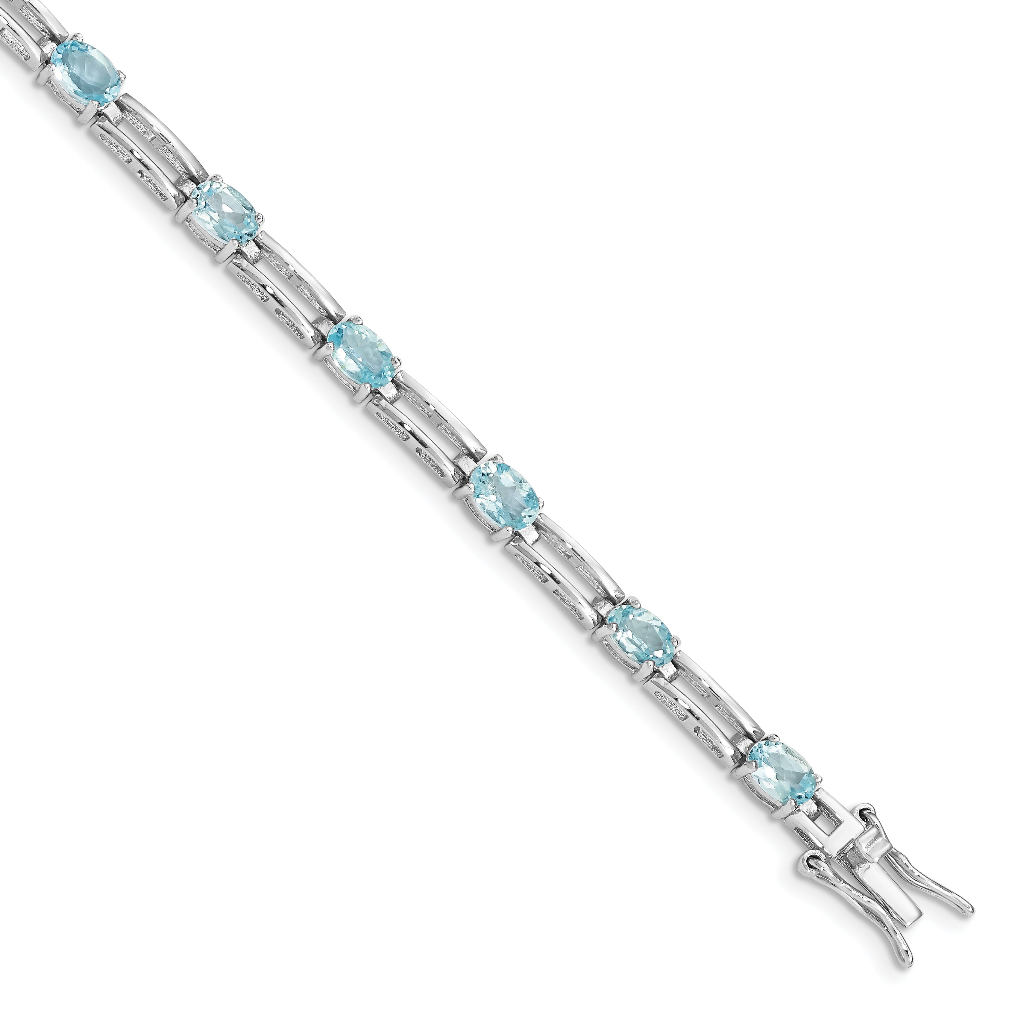 Sterling Silver Rhodium-plated Blue Topaz Bracelet Main image