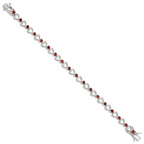 Sterling Silver Rhodium-plated Garnet Heart Bracelet