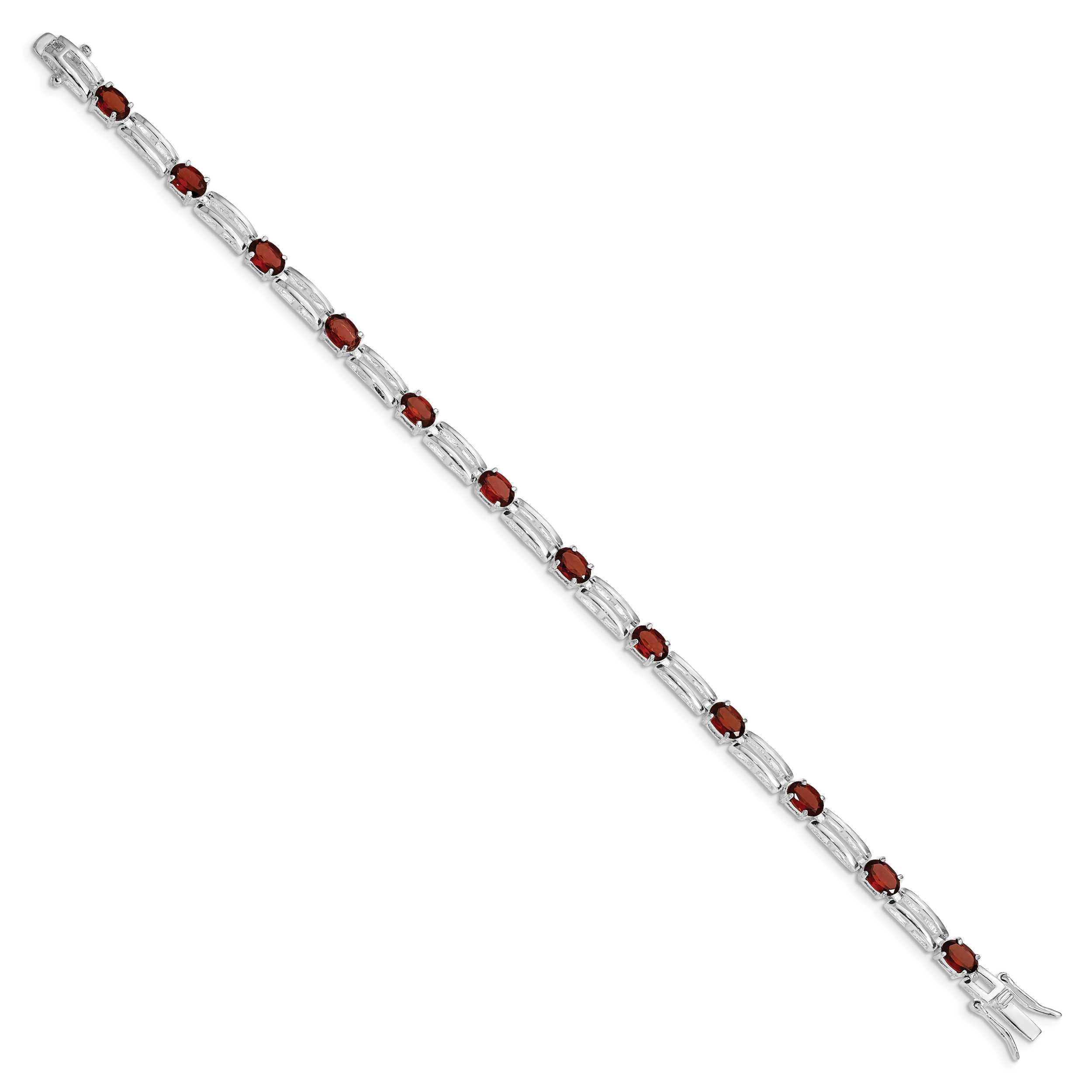 Sterling Silver Rhodium-plated Garnet Bracelet Secondary image