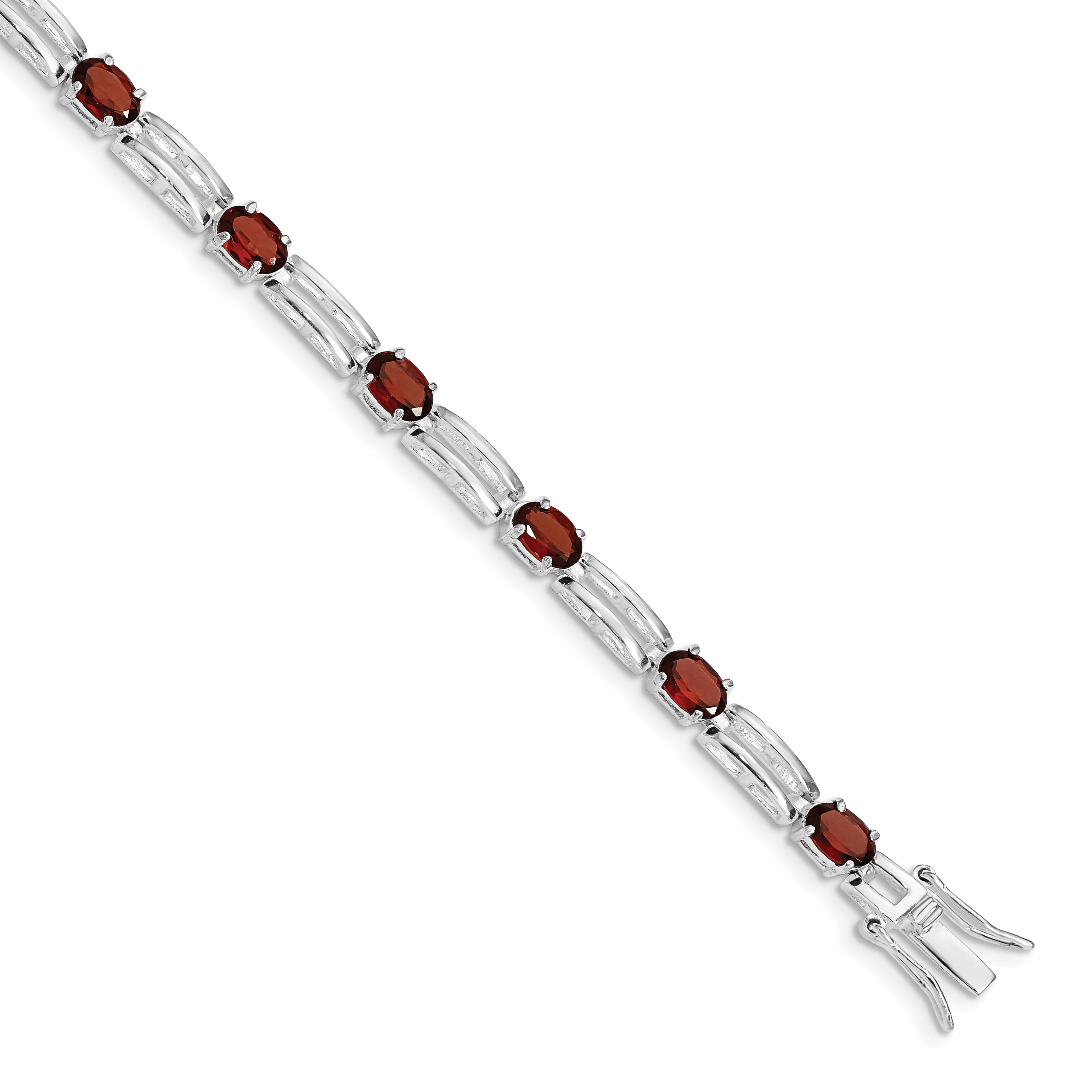 Sterling Silver Rhodium-plated Garnet Bracelet Main image