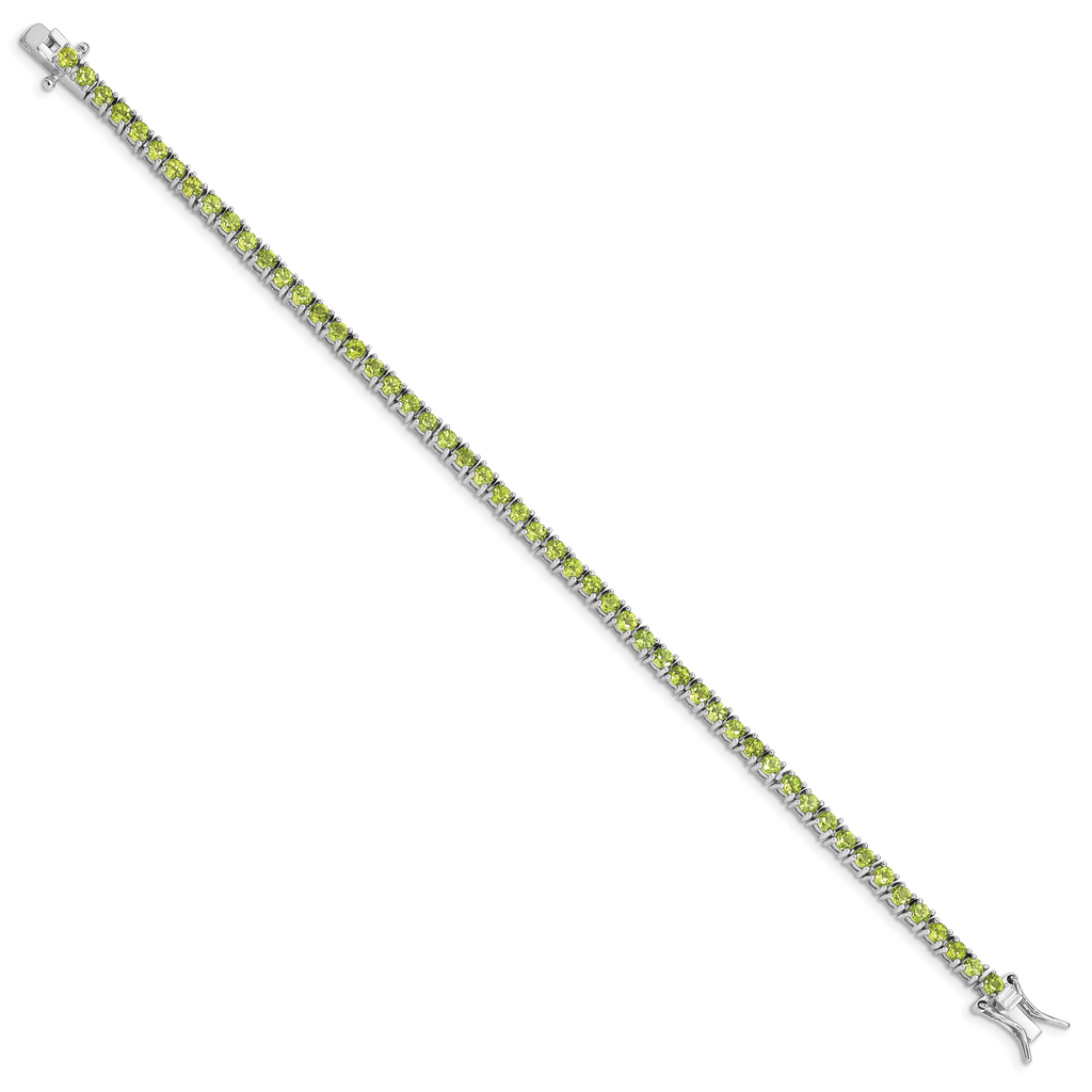 Sterling Silver Rhodium-plated Peridot Bracelet
