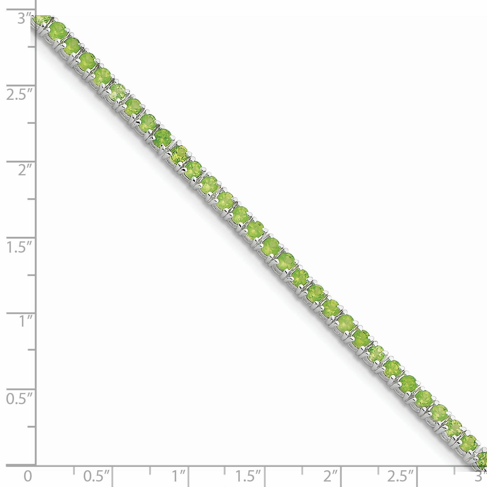 Sterling Silver Rhodium-plated Peridot Bracelet