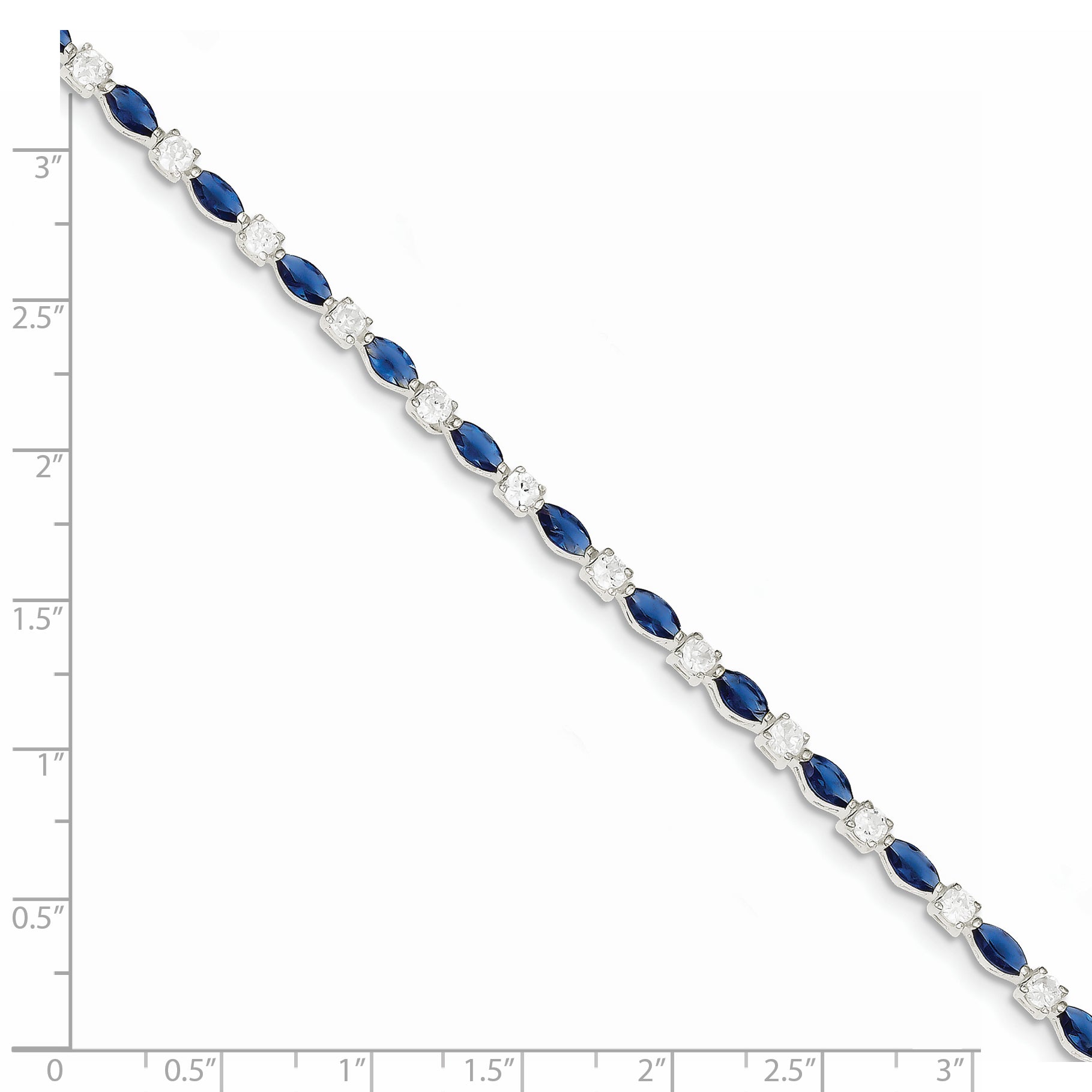 Sterling Silver Rhodium-plated Blue and Clear CZ Bracelet