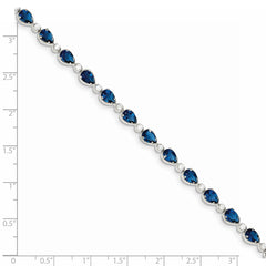 Sterling Silver Rhodium-plated Blue and Clear CZ Bracelet