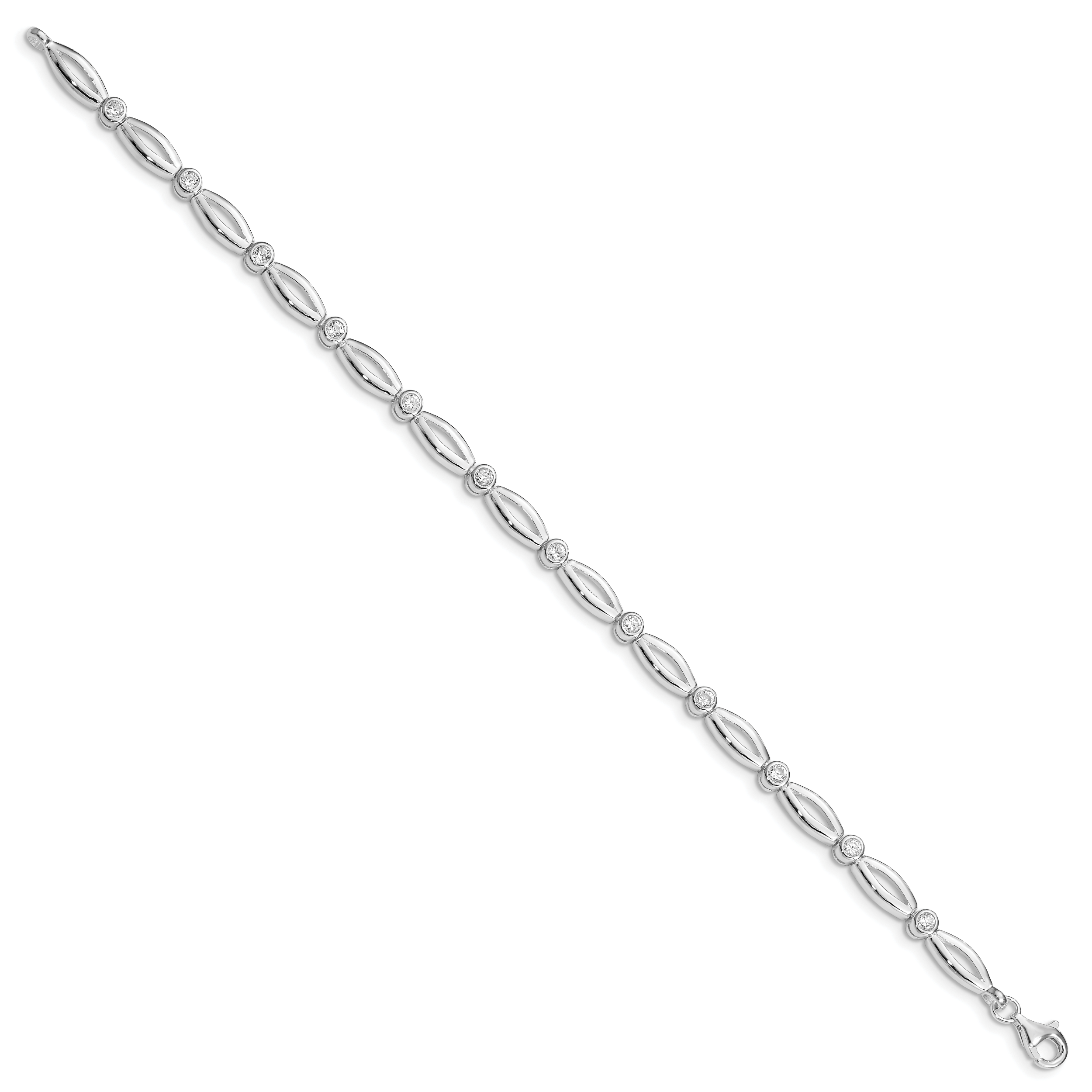 Sterling Silver Rhodium-plated 7inch Polished Fancy CZ Bracelet Secondary image