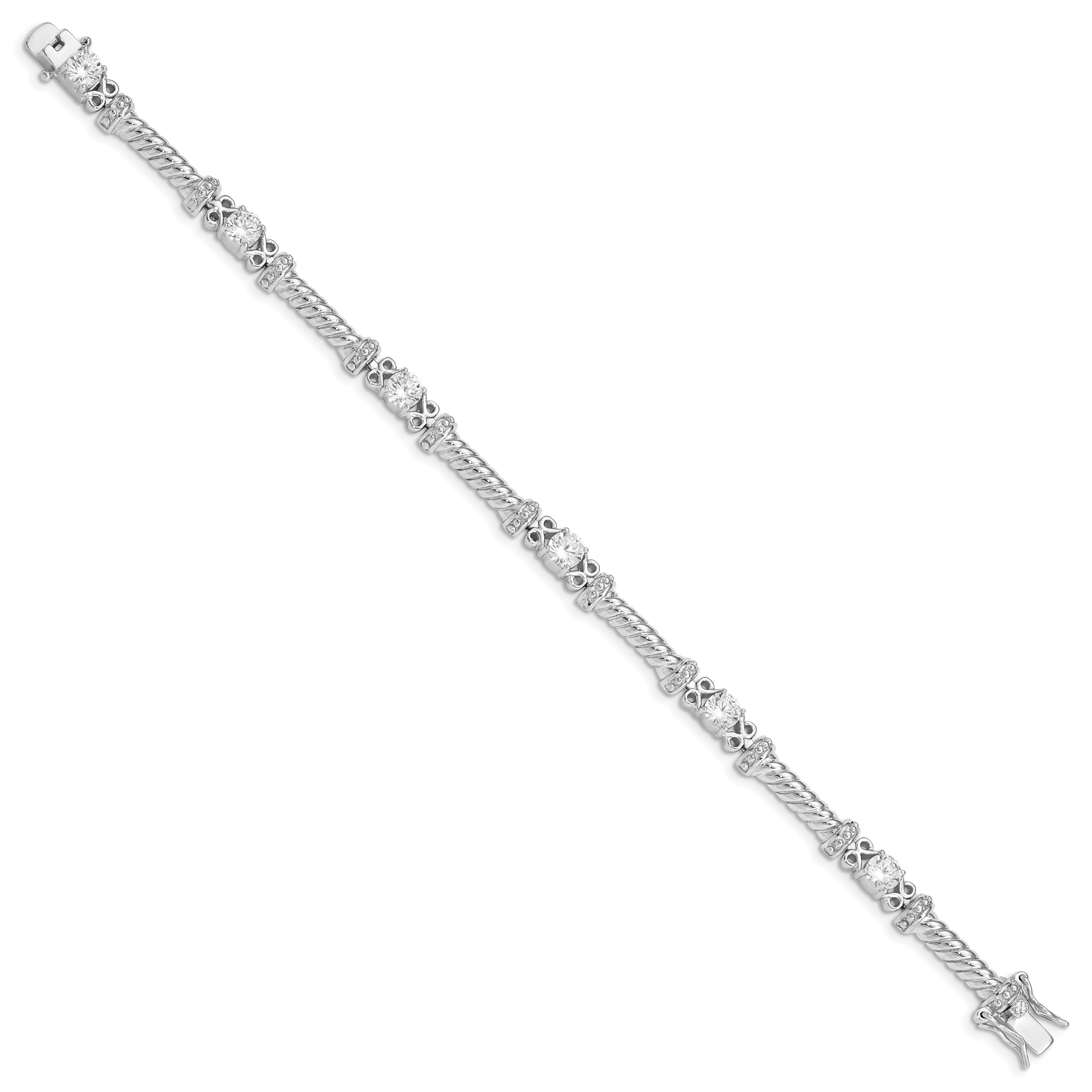 Sterling Silver Rhodium-plated CZ Bracelet Secondary image