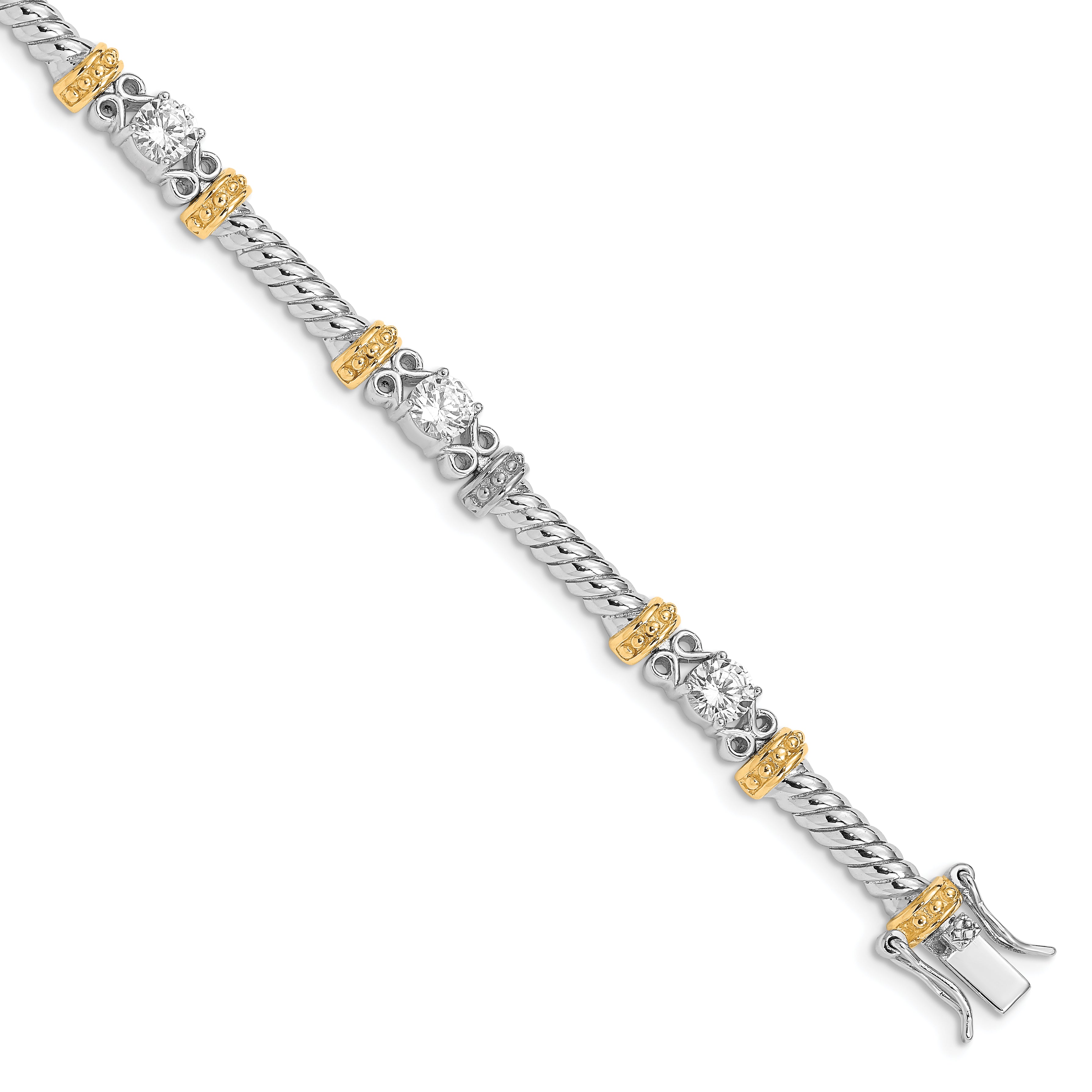 Sterling Silver Rhodium-plated and Vermeil CZ Bracelet Main image