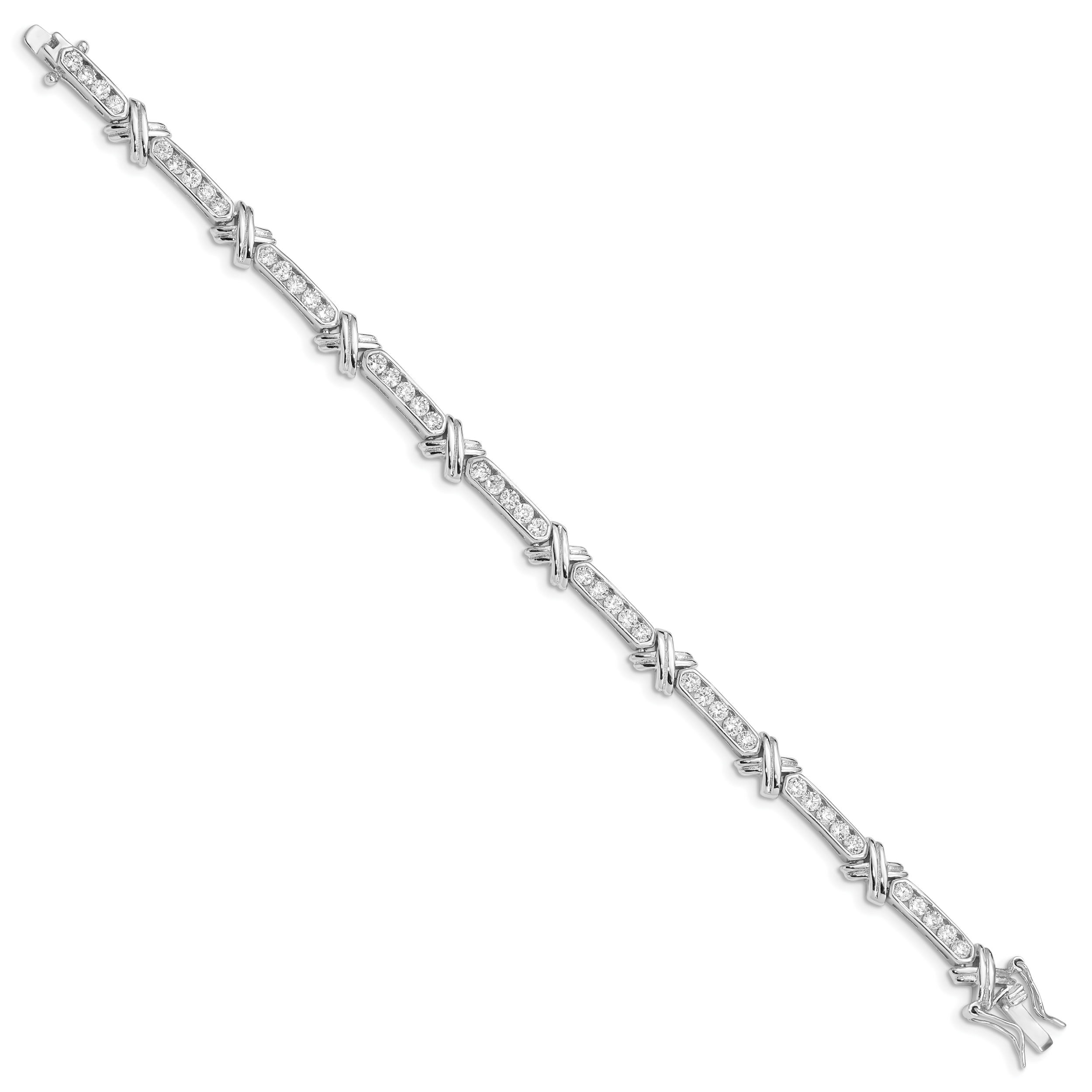 Sterling Silver Rhodium-plated CZ  -X- Bracelet Secondary image