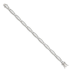 Sterling Silver Rhodium-plated Baguette and Round CZ Bracelet
