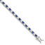 Sterling Silver Rhodium-plated Blue Glass and CZ 7 inch Bracelet