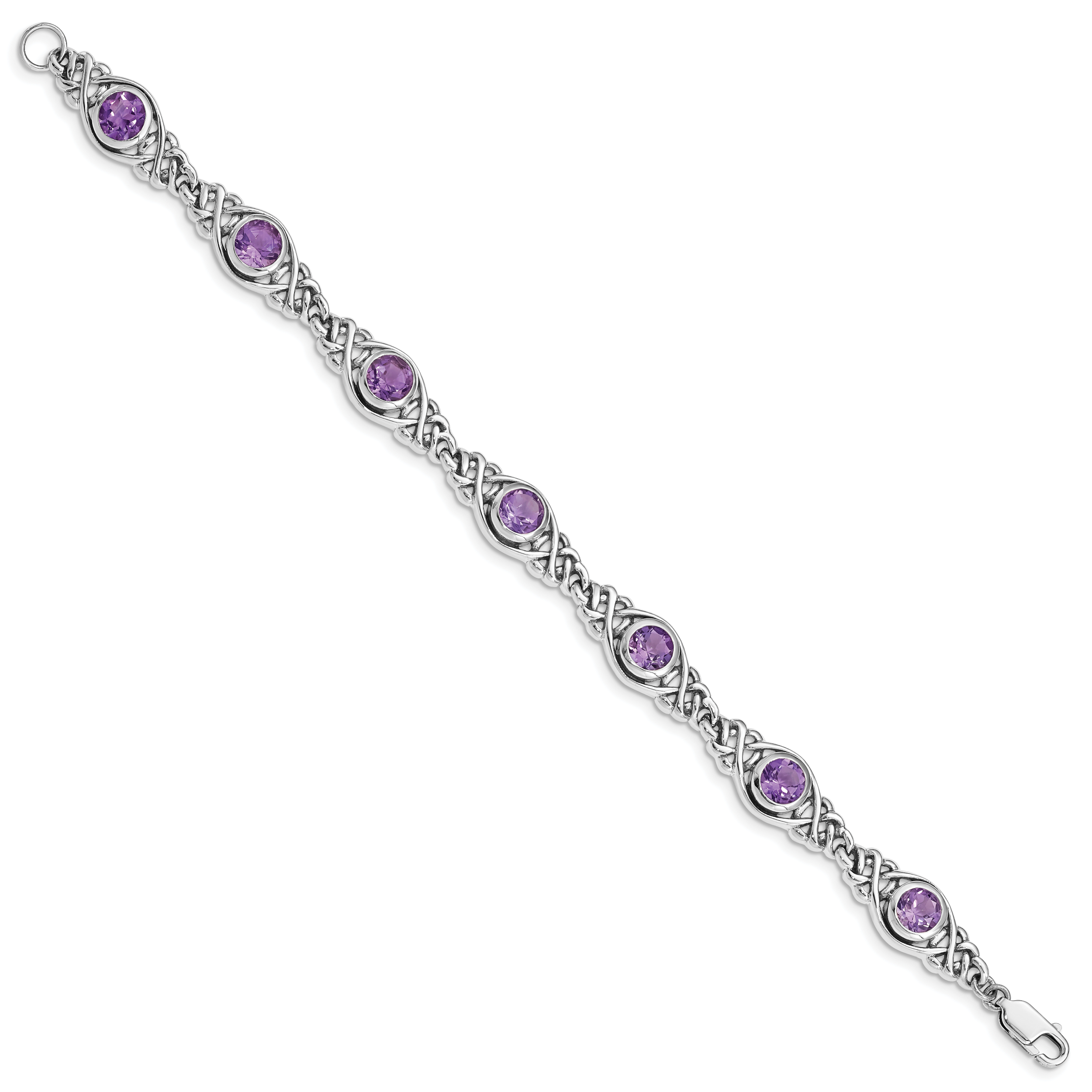 Sterling Silver Rhodium-plated Amethyst Bracelet Secondary image
