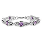 Sterling Silver Rhodium-plated Amethyst Bracelet