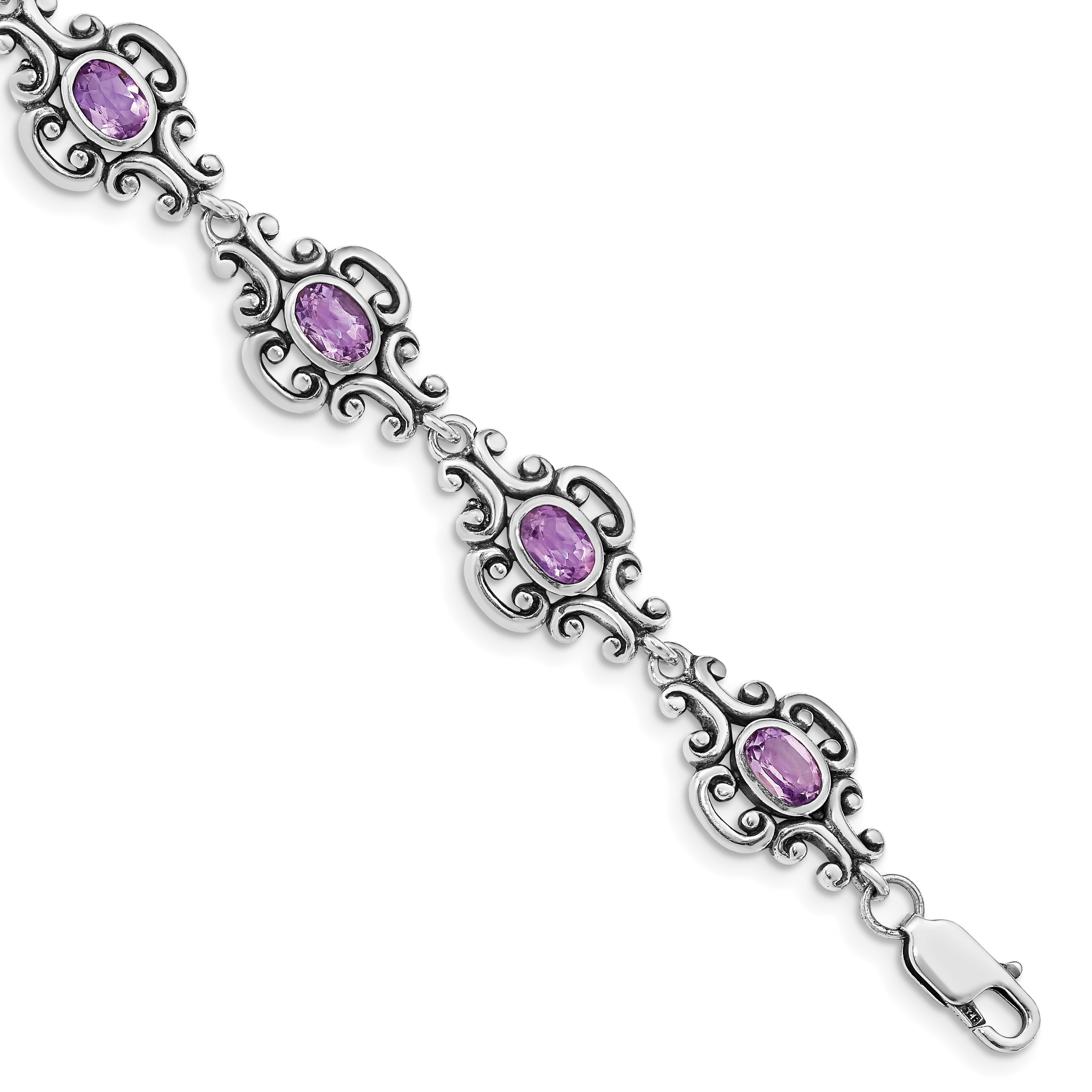 Sterling Silver Rhodium-plated Amethyst Bracelet Main image