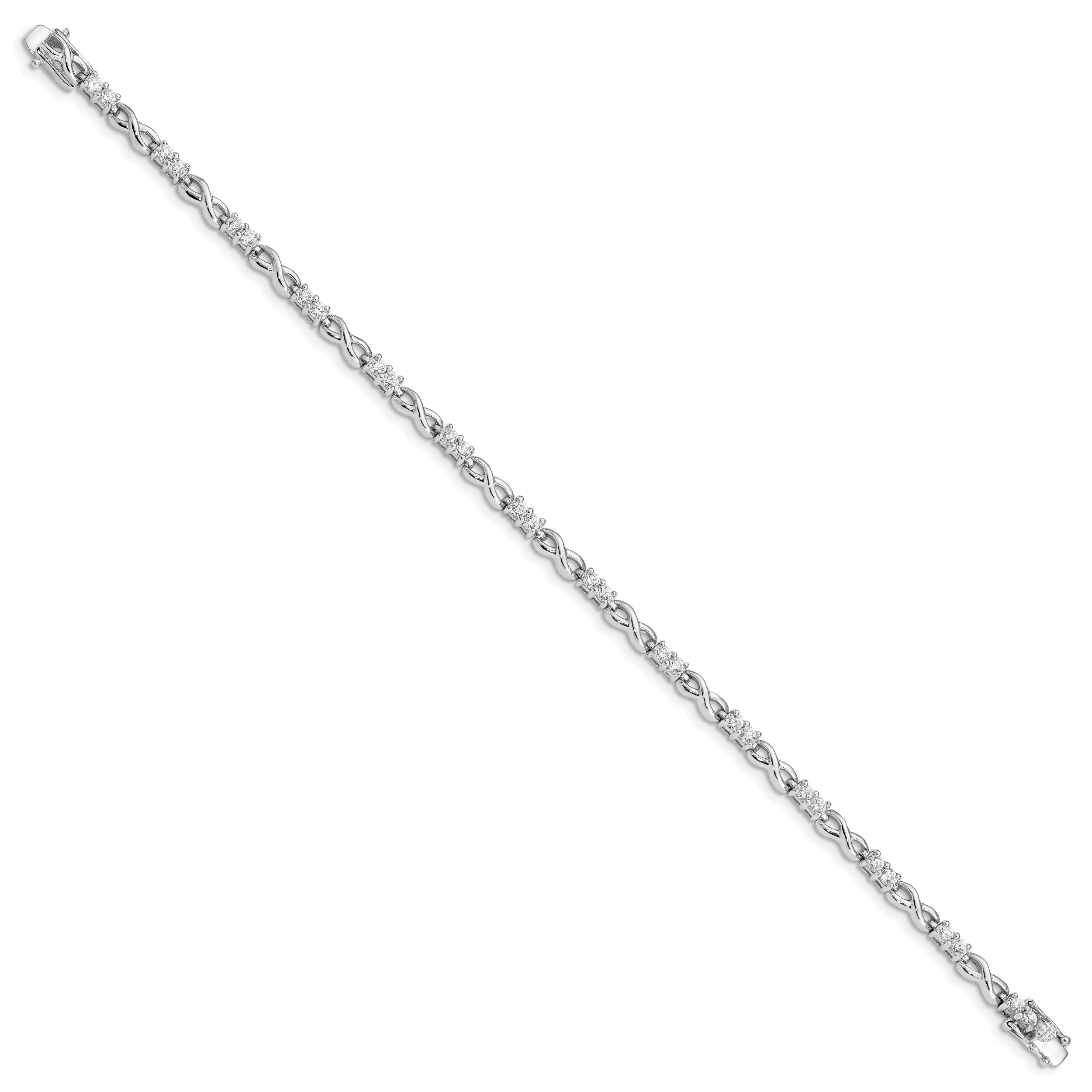 Sterling Silver Rhodium-plated CZ Infinity Bracelet Secondary image