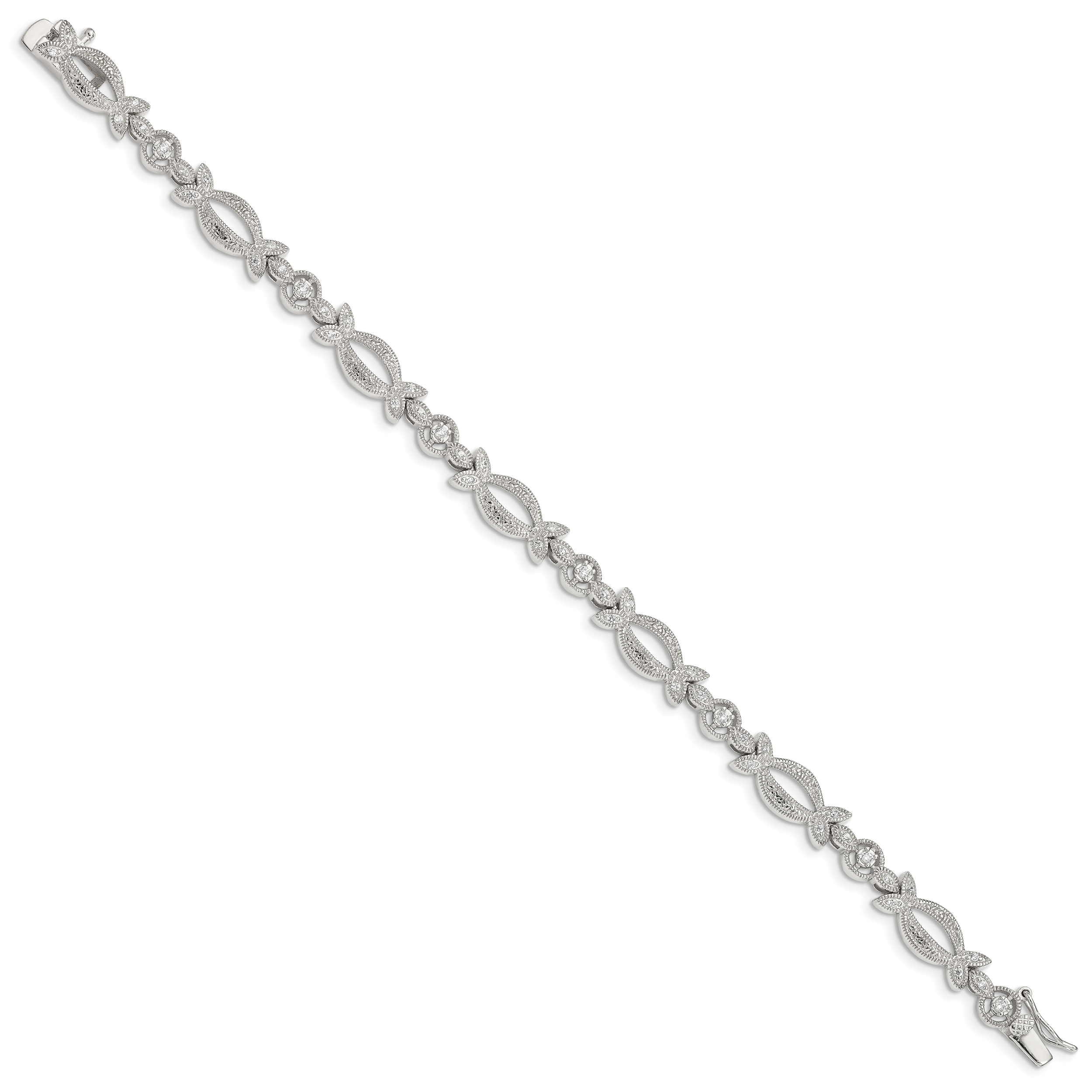 Sterling Silver Rhodium-plated CZ Bracelet Secondary image