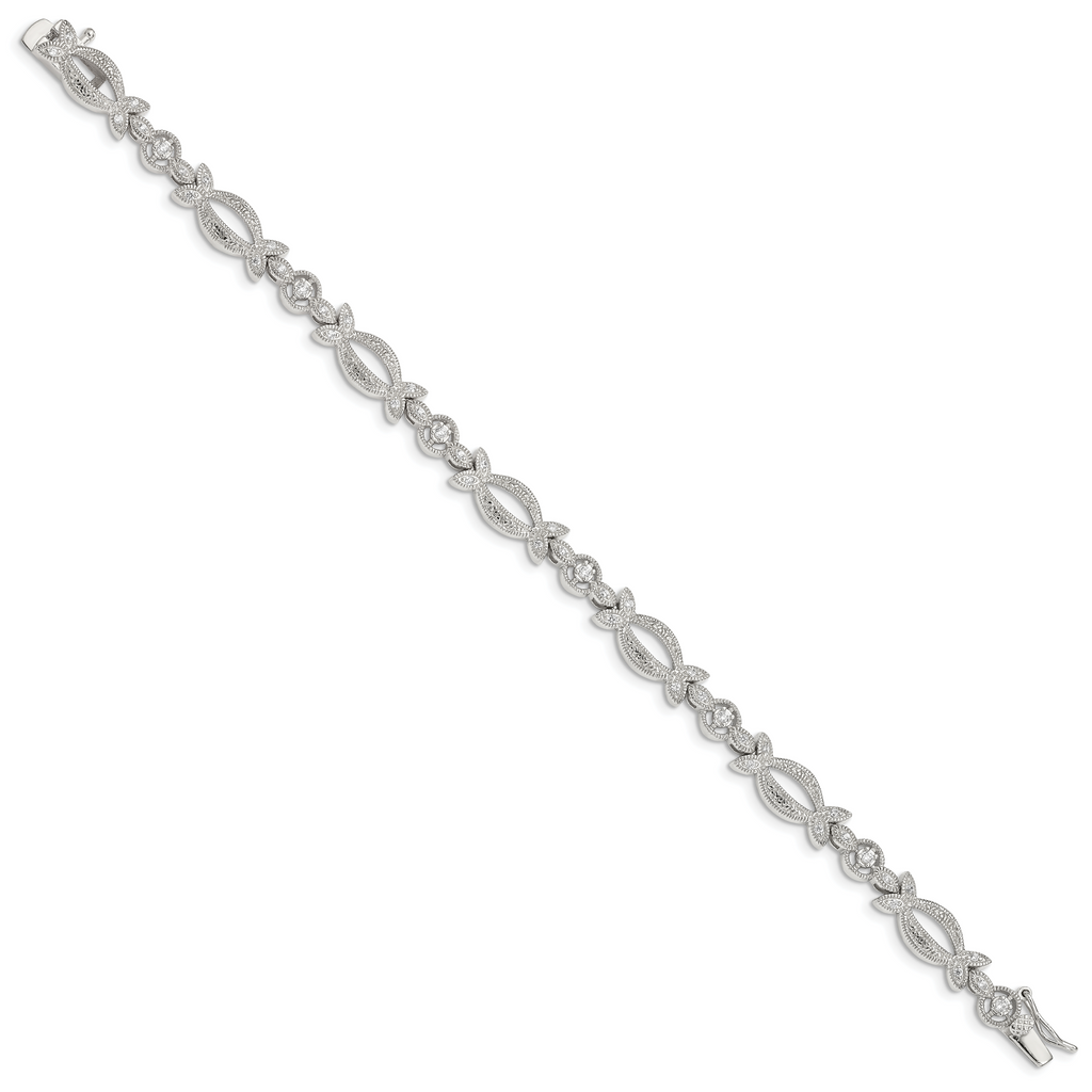 Sterling Silver Rhodium-plated CZ Bracelet