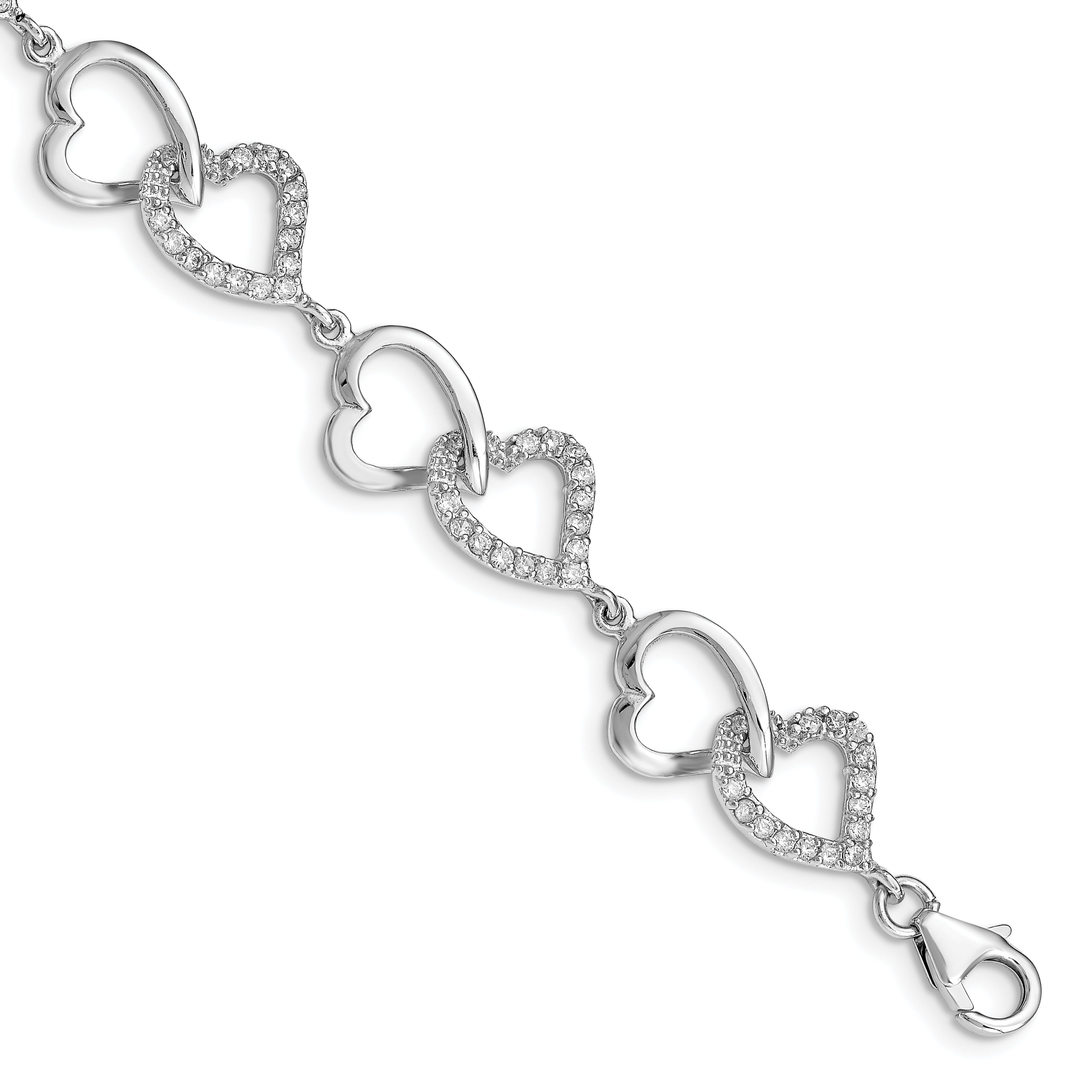 Sterling Silver Rhodium-plated CZ Heart Bracelet Main image