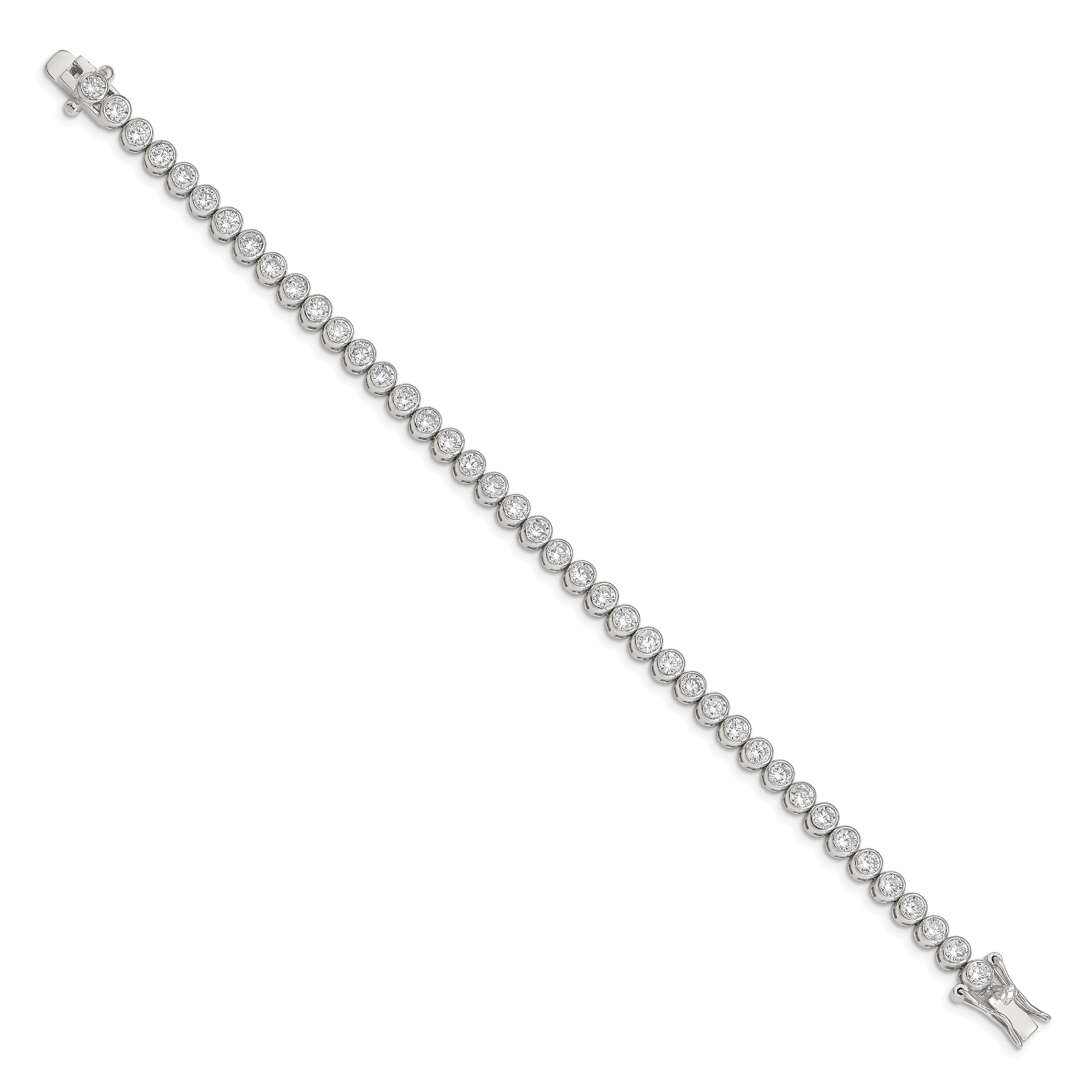 Sterling Silver Rhodium-plated CZ 7 inch Tennis Bracelet Secondary image