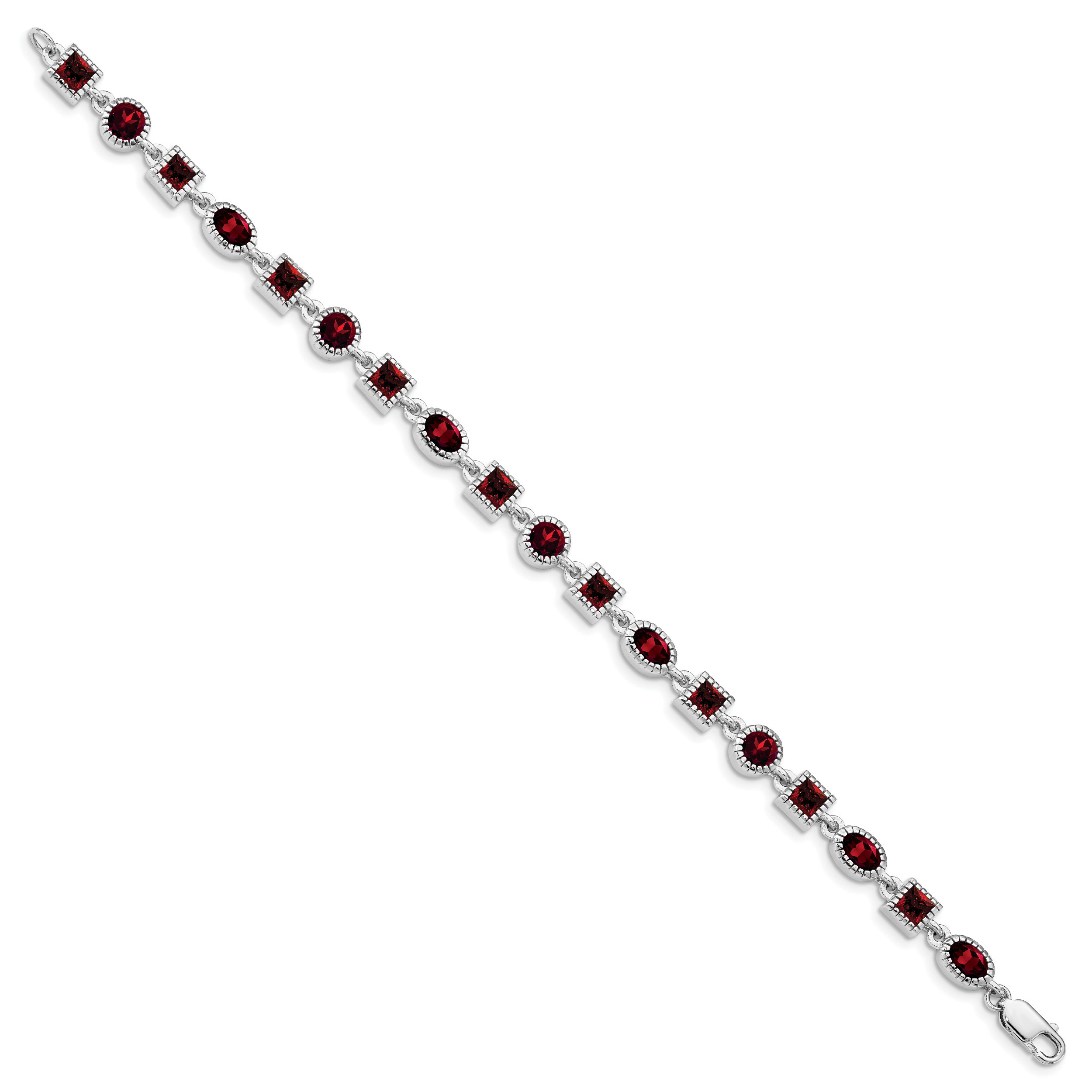 Sterling Silver Rhodium Plated Garnet Bracelet Secondary image