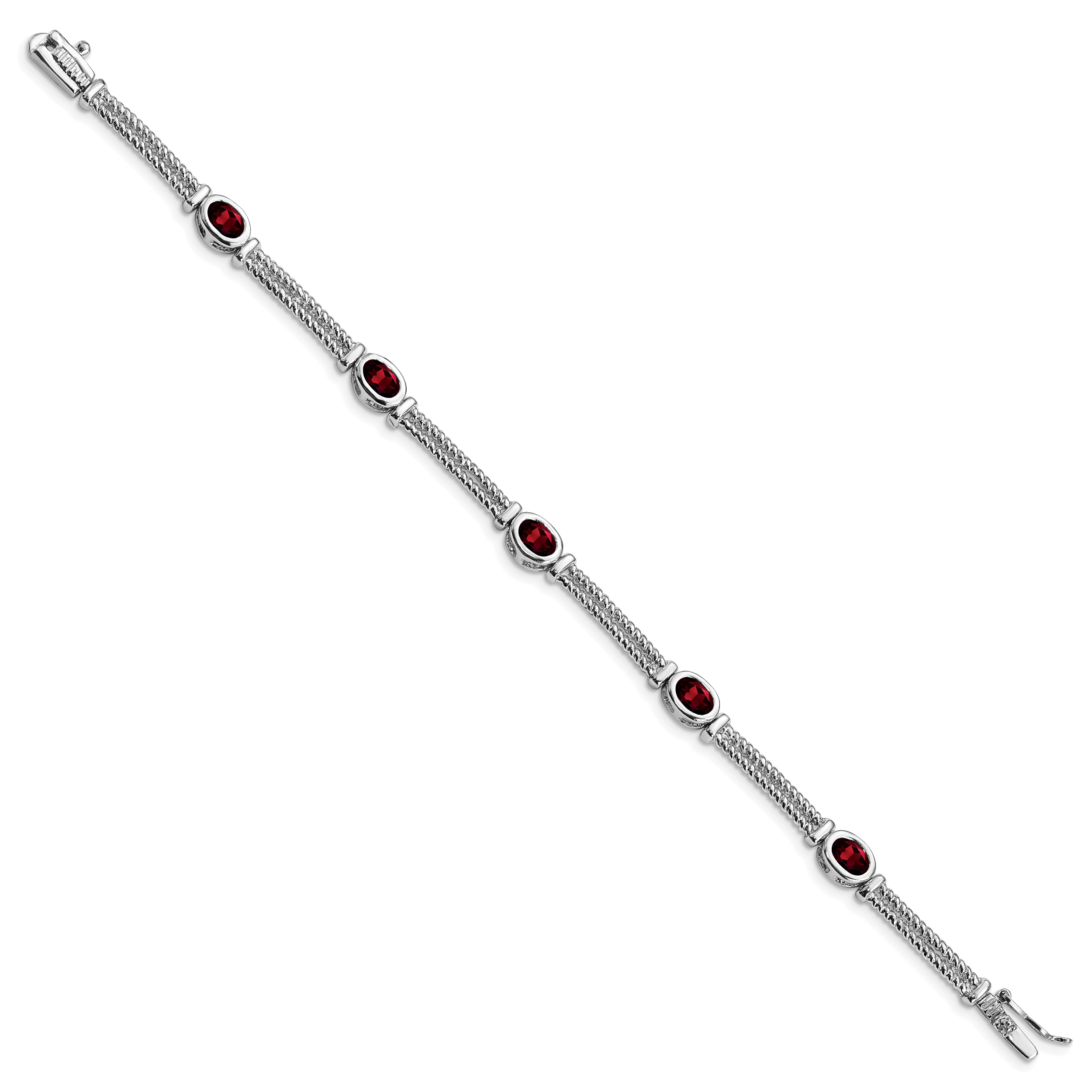 Sterling Silver Rhodium Plated Garnet Bracelet Secondary image