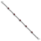 Sterling Silver Rhodium Plated Garnet Bracelet