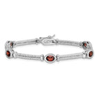 Sterling Silver Rhodium Plated Garnet Bracelet
