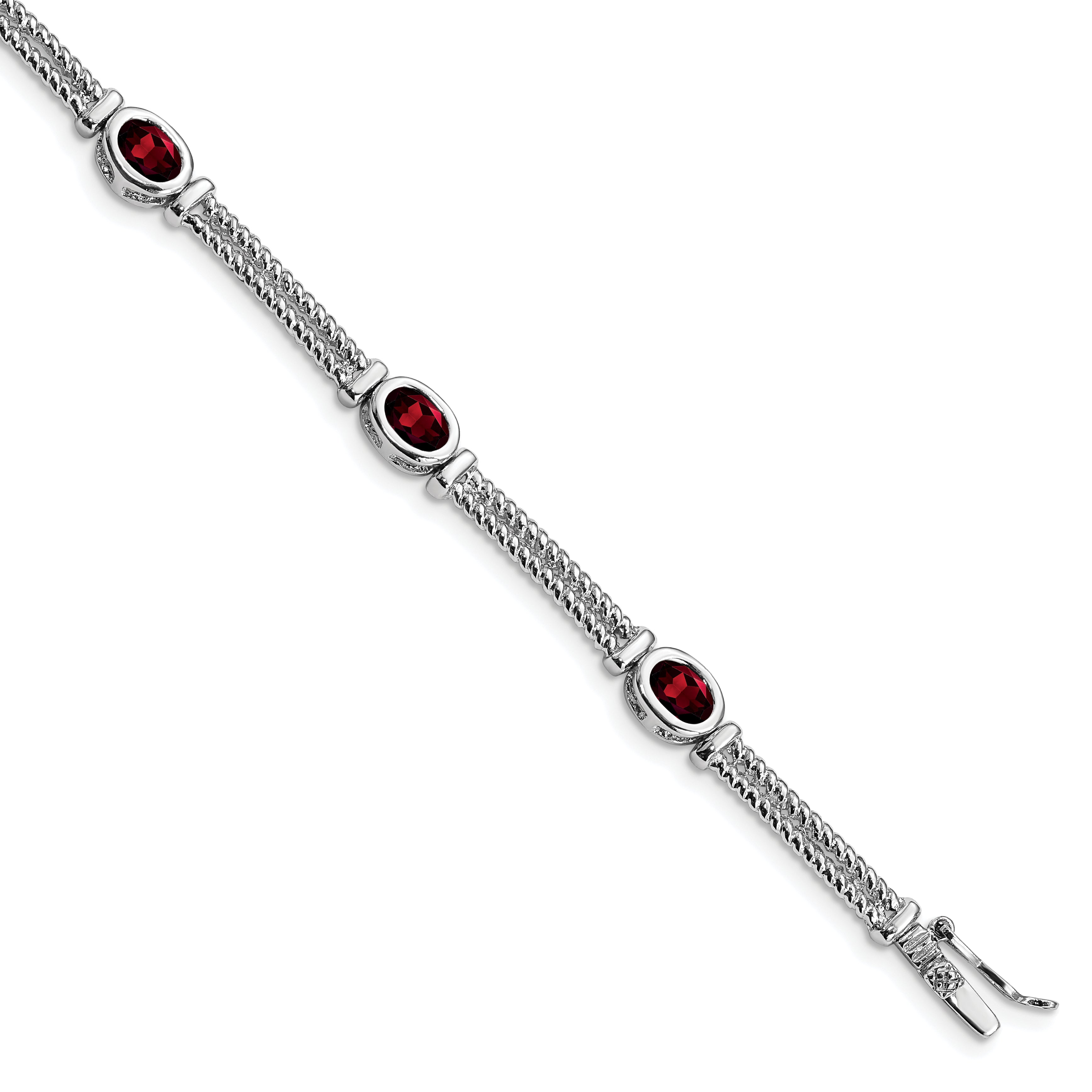 Sterling Silver Rhodium Plated Garnet Bracelet Main image