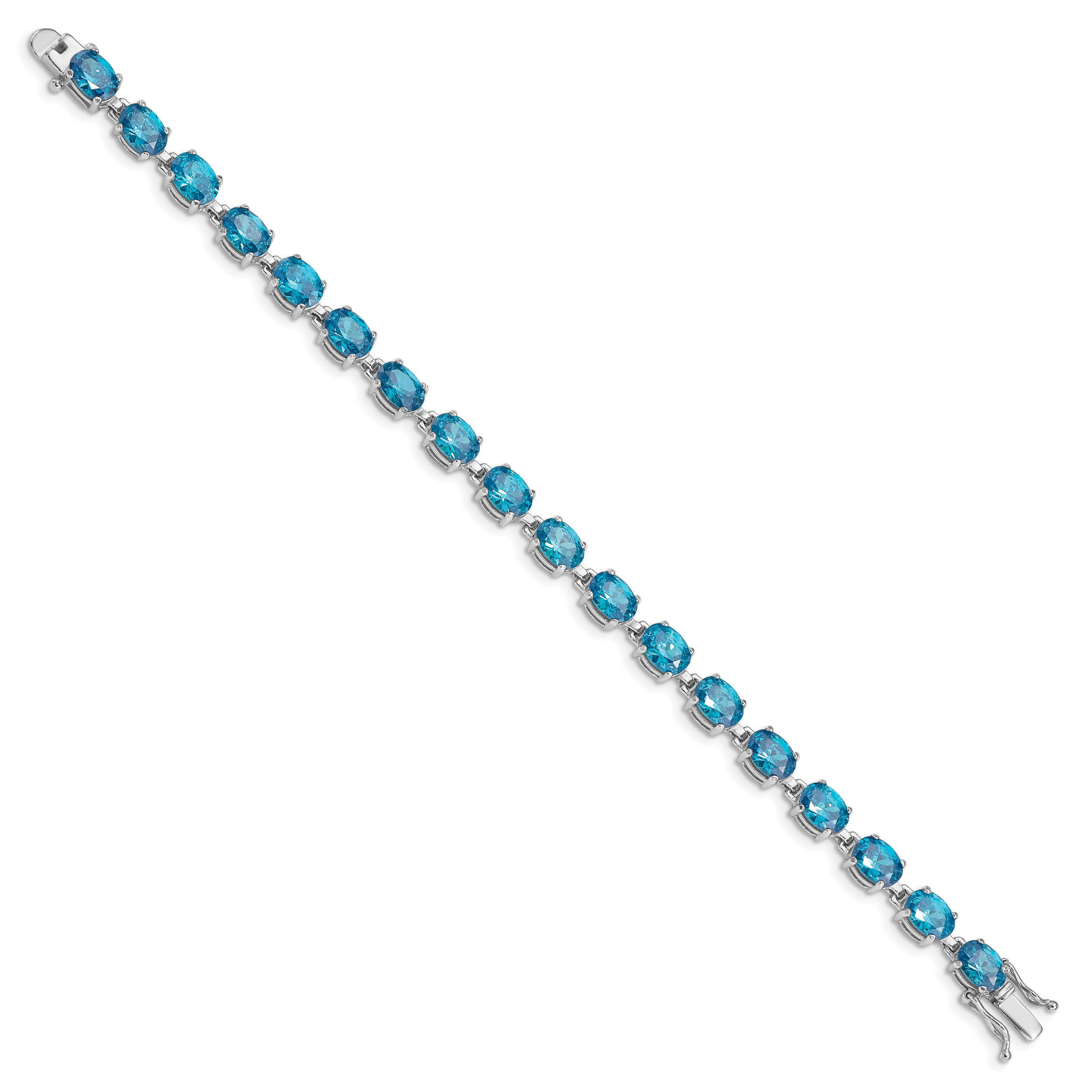 Sterling Silver Rhodium-plated Blue Topaz 6.5in Bracelet Secondary image