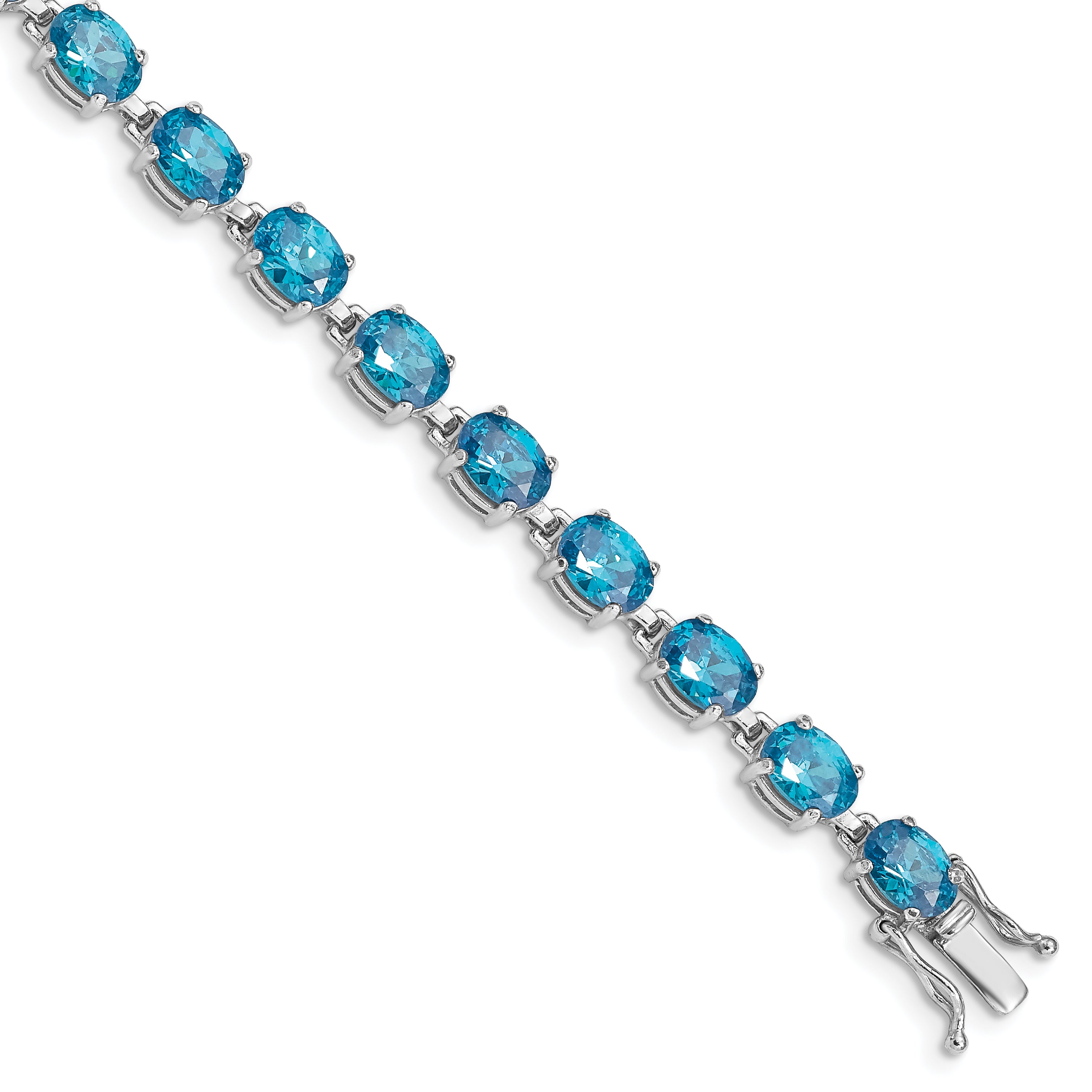 Sterling Silver Rhodium-plated Blue Topaz 6.5in Bracelet Main image