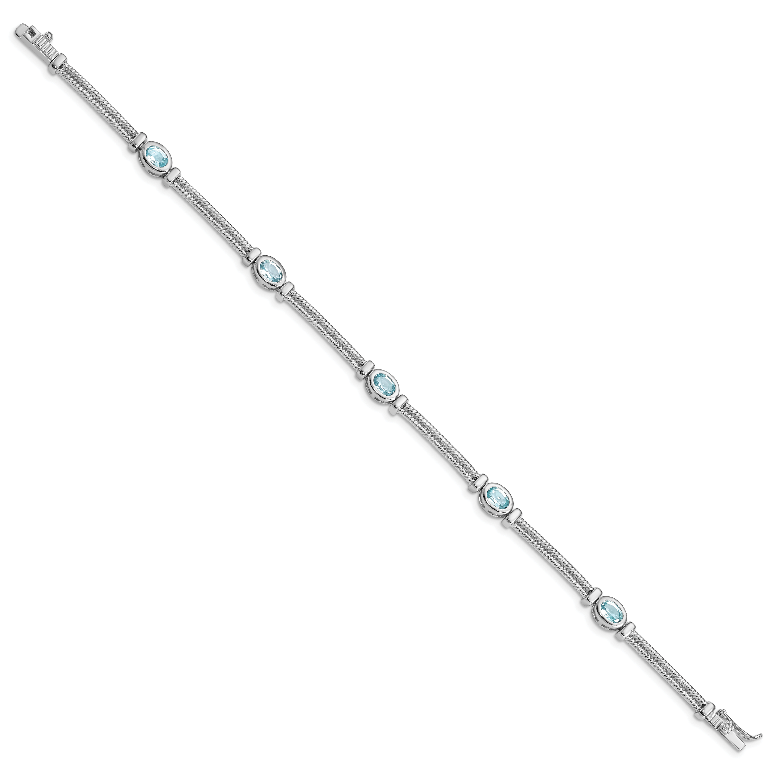 Sterling Silver Rhodium-plated Blue Topaz Bracelet Secondary image