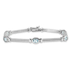 Sterling Silver Rhodium-plated Blue Topaz Bracelet