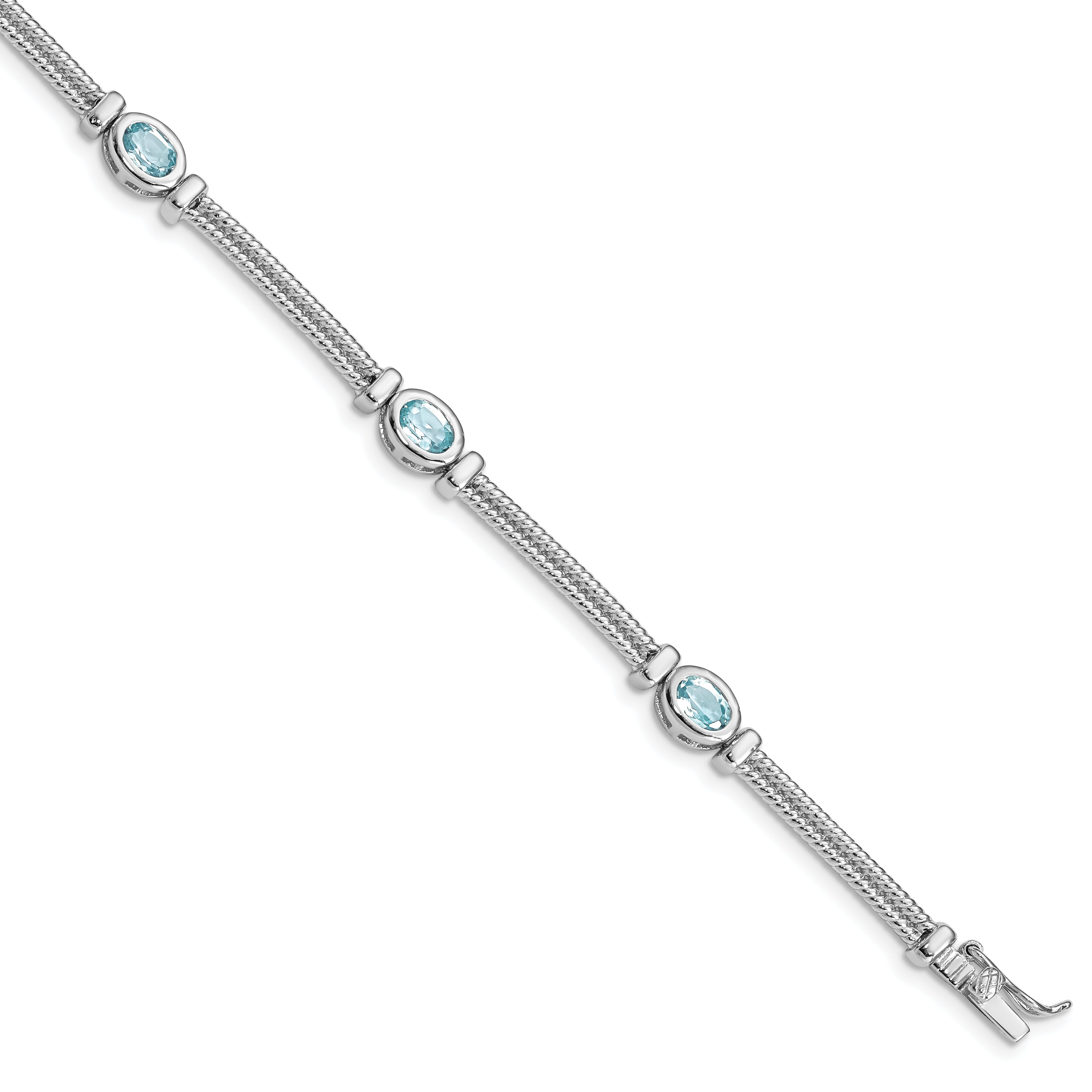 Sterling Silver Rhodium-plated Blue Topaz Bracelet Main image