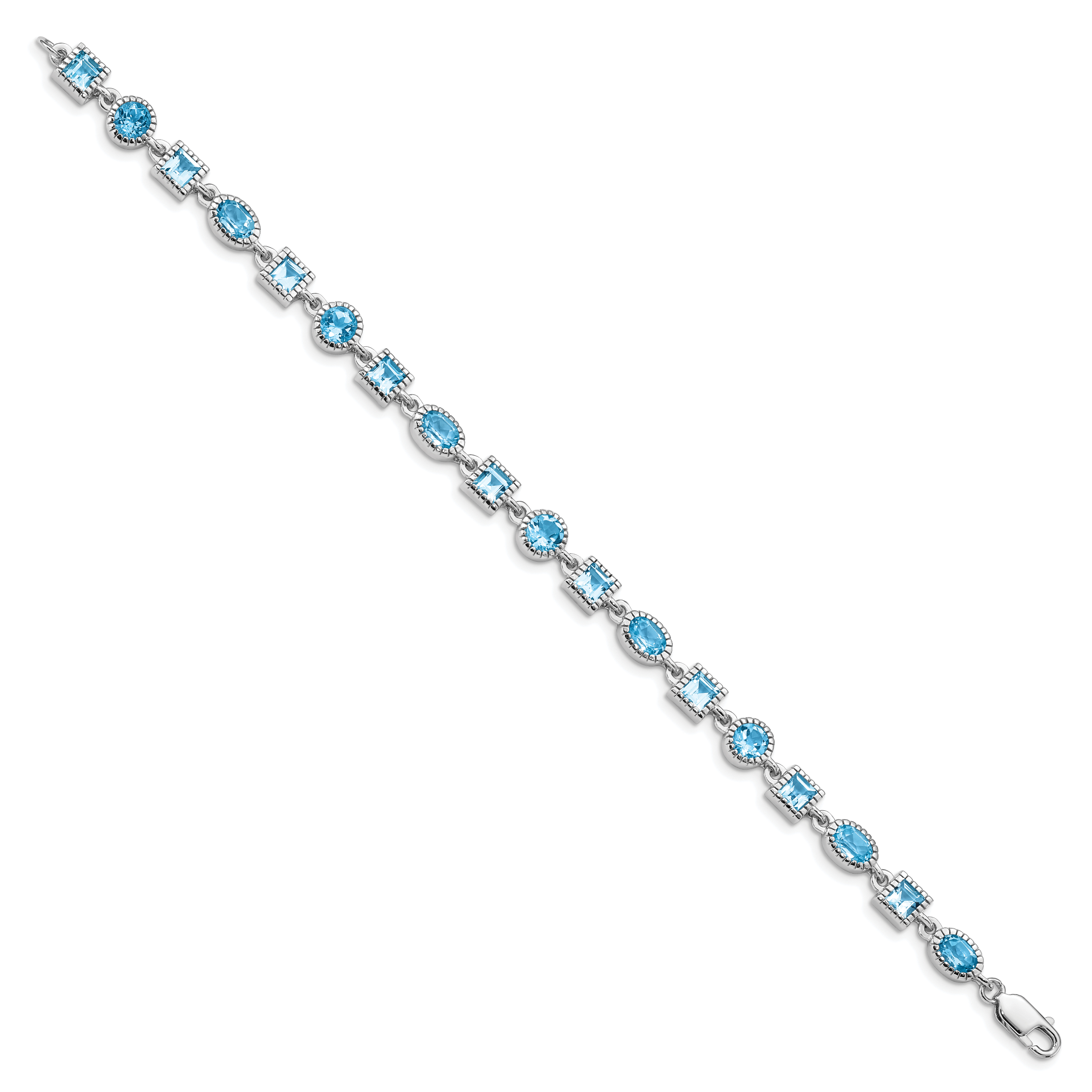 Sterling Silver Rhodium-plated Blue Topaz Bracelet Secondary image