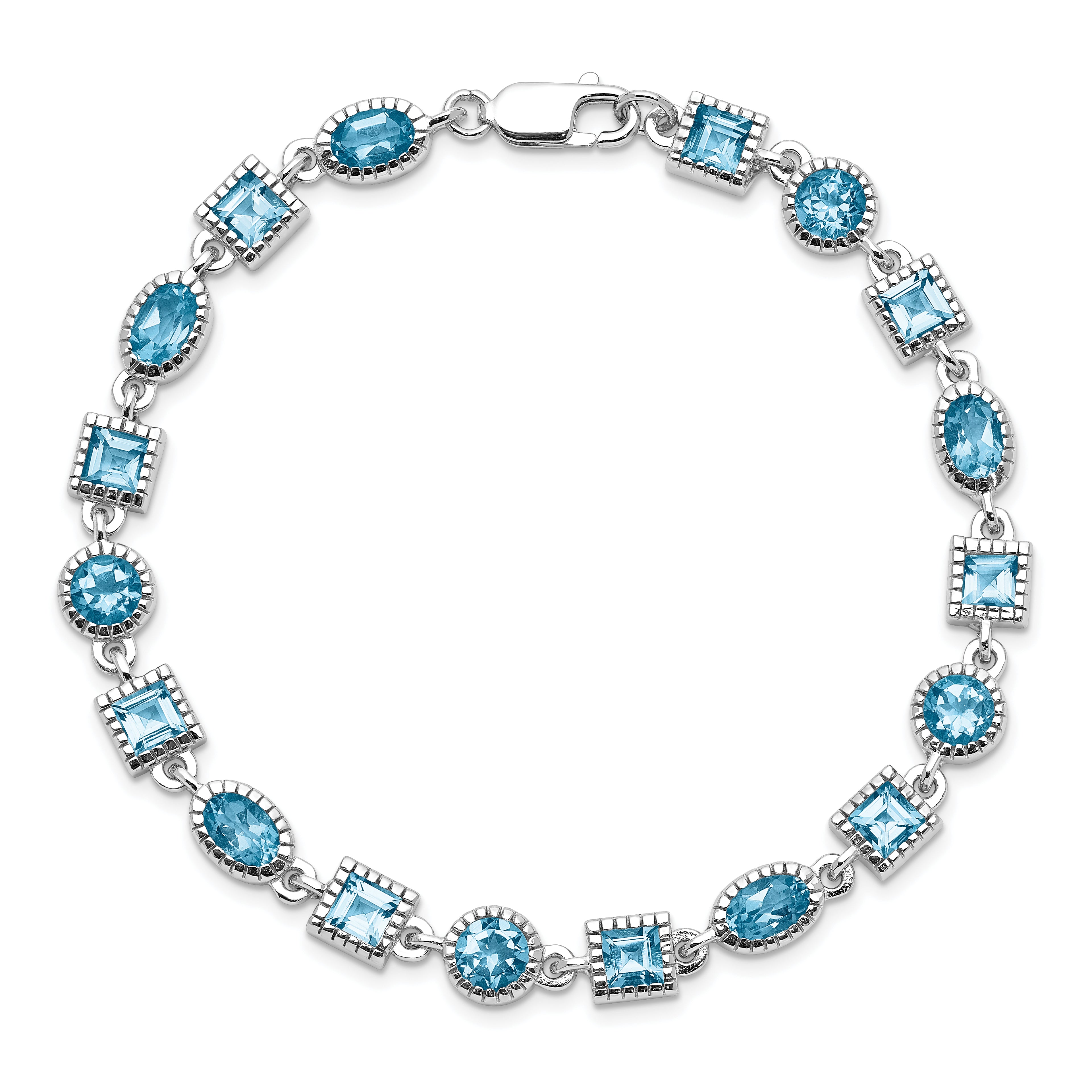 Sterling Silver Rhodium-plated Blue Topaz Bracelet