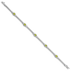 Sterling Silver Rhodium-plated Peridot Bracelet