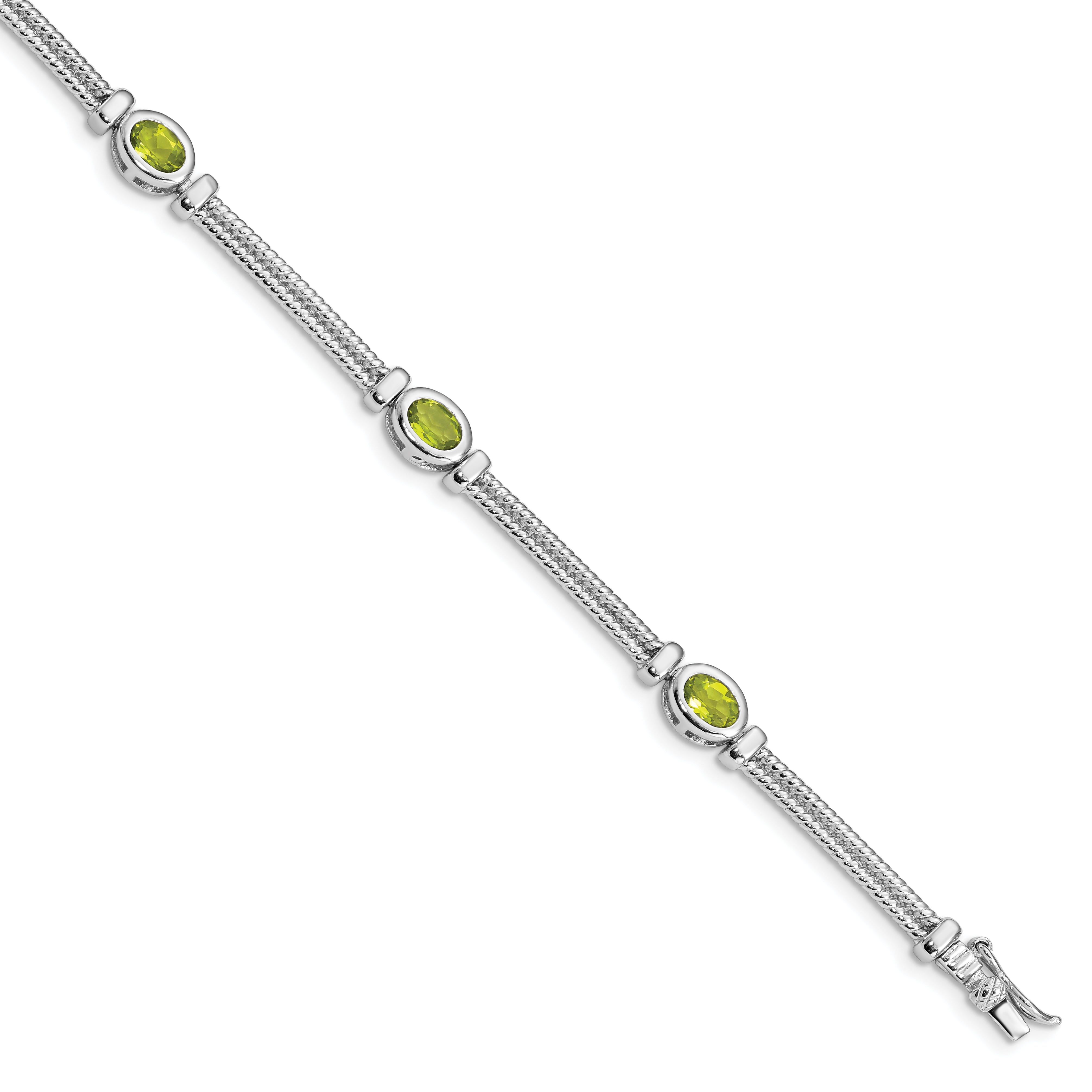 Sterling Silver Rhodium-plated Peridot Bracelet Main image
