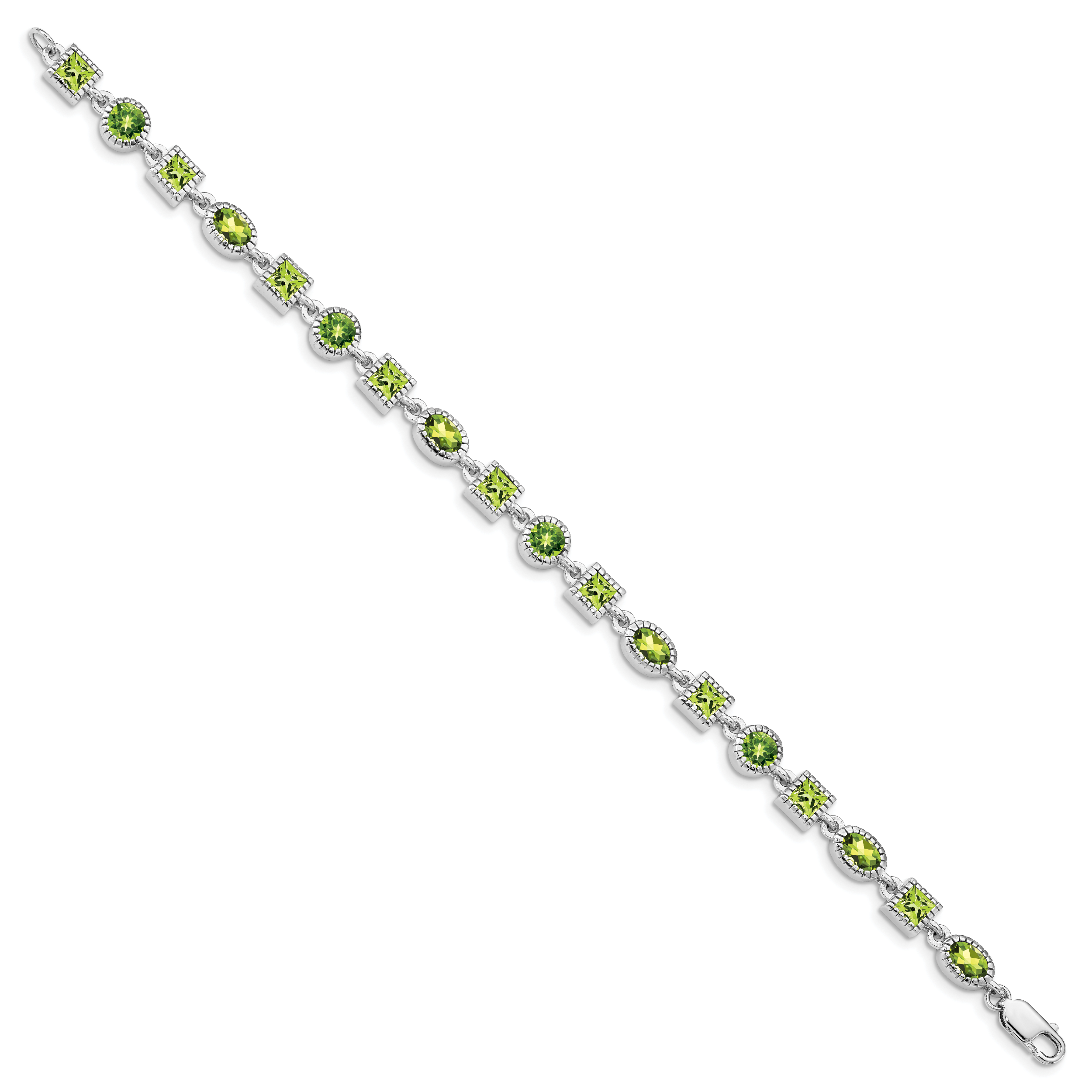 Sterling Silver Rhodium-plated Peridot Bracelet Secondary image