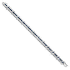 Sterling Silver Rhodium-plated Sapphire & CZ Bracelet - 7
