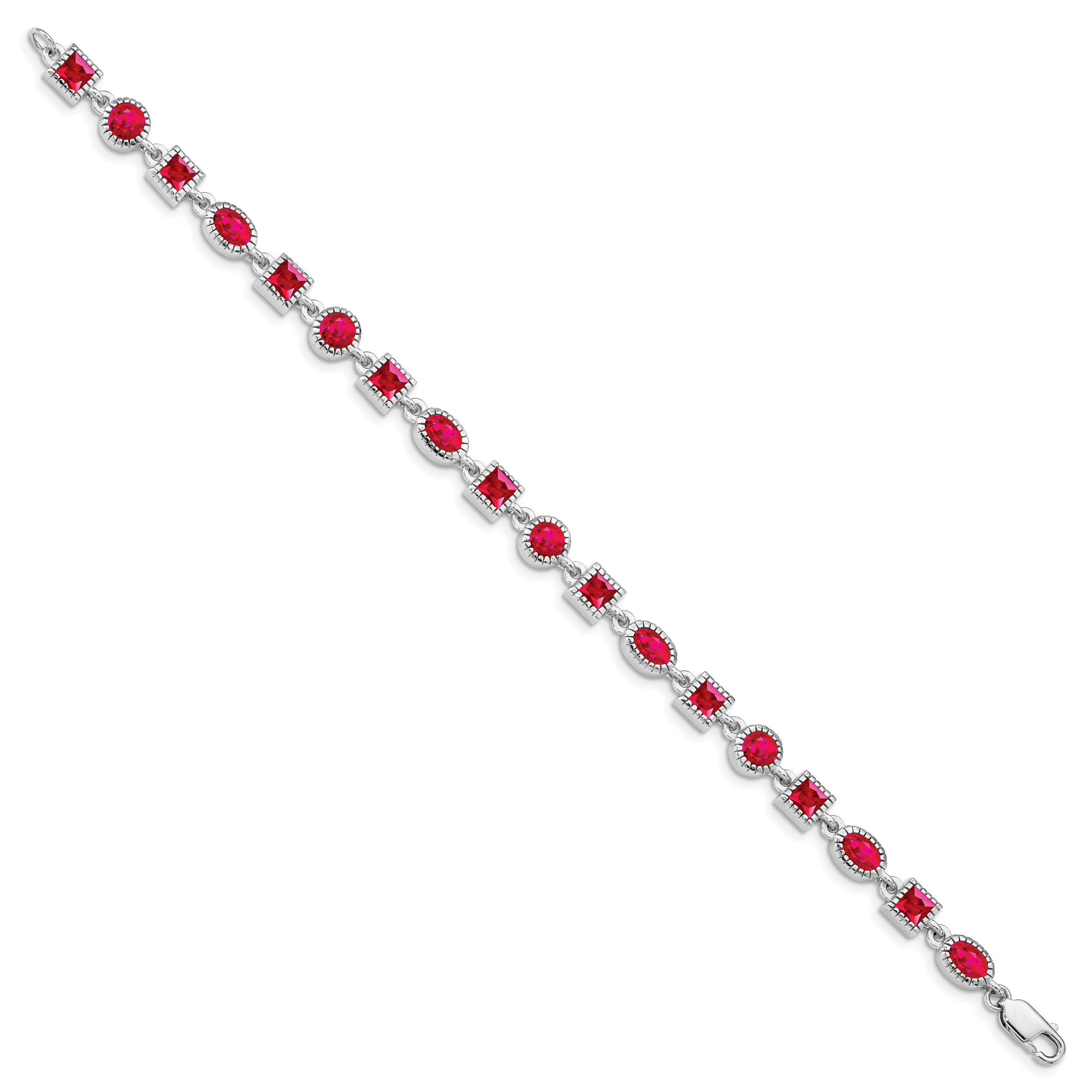 Sterling Silver Rhodium-plated Ruby Bracelet Secondary image