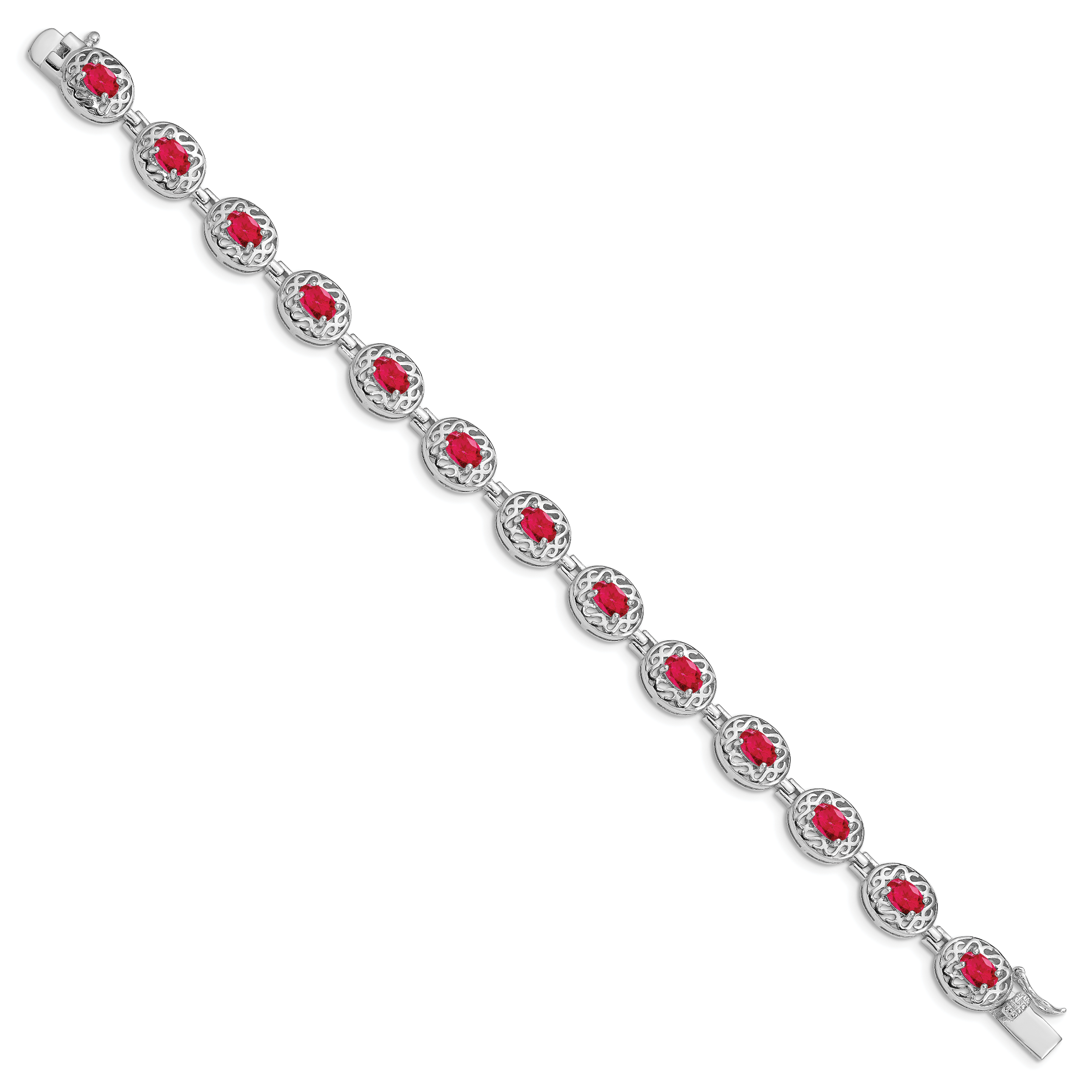 Sterling Silver Rhodium-plated Ruby Bracelet Secondary image