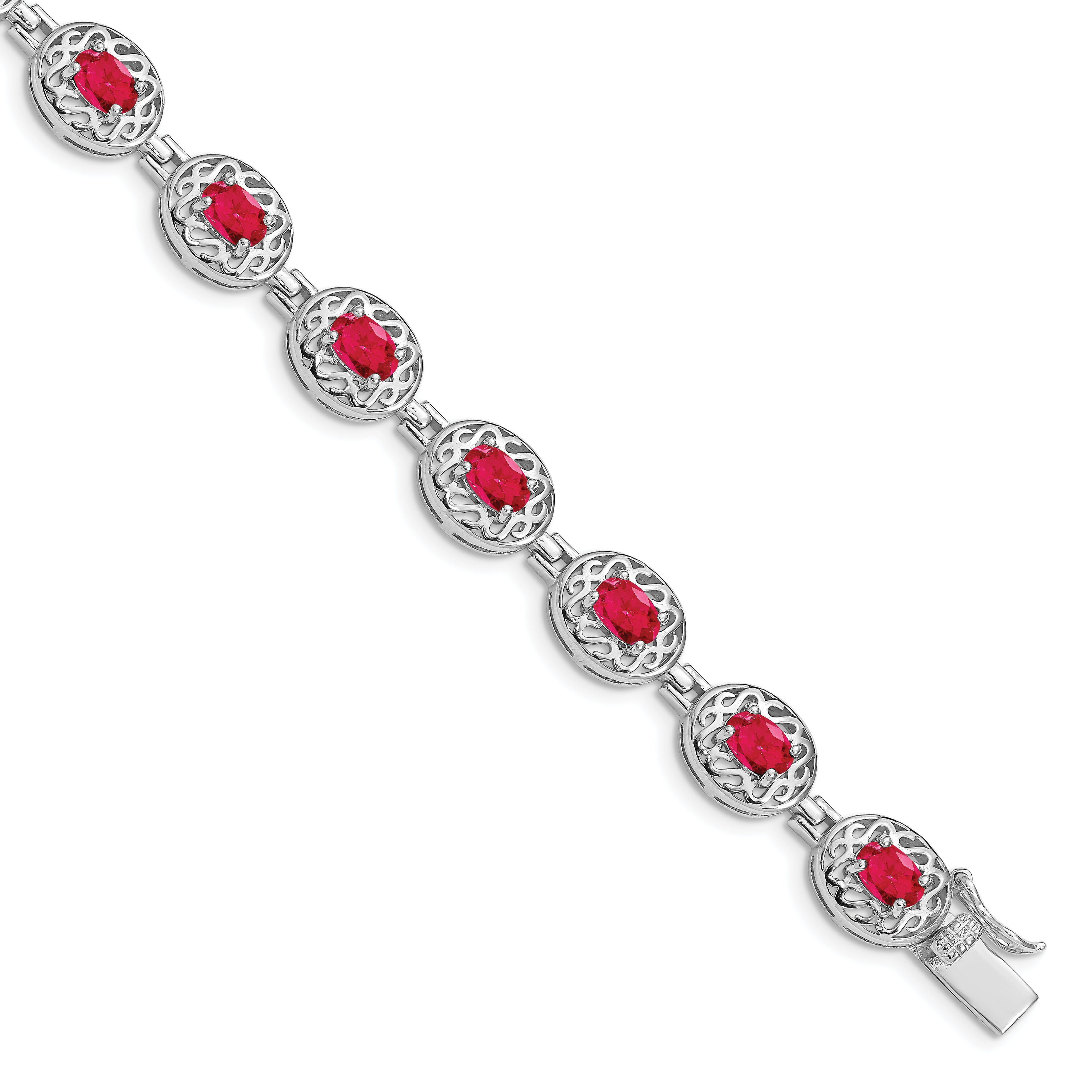 Sterling Silver Rhodium-plated Ruby Bracelet Main image