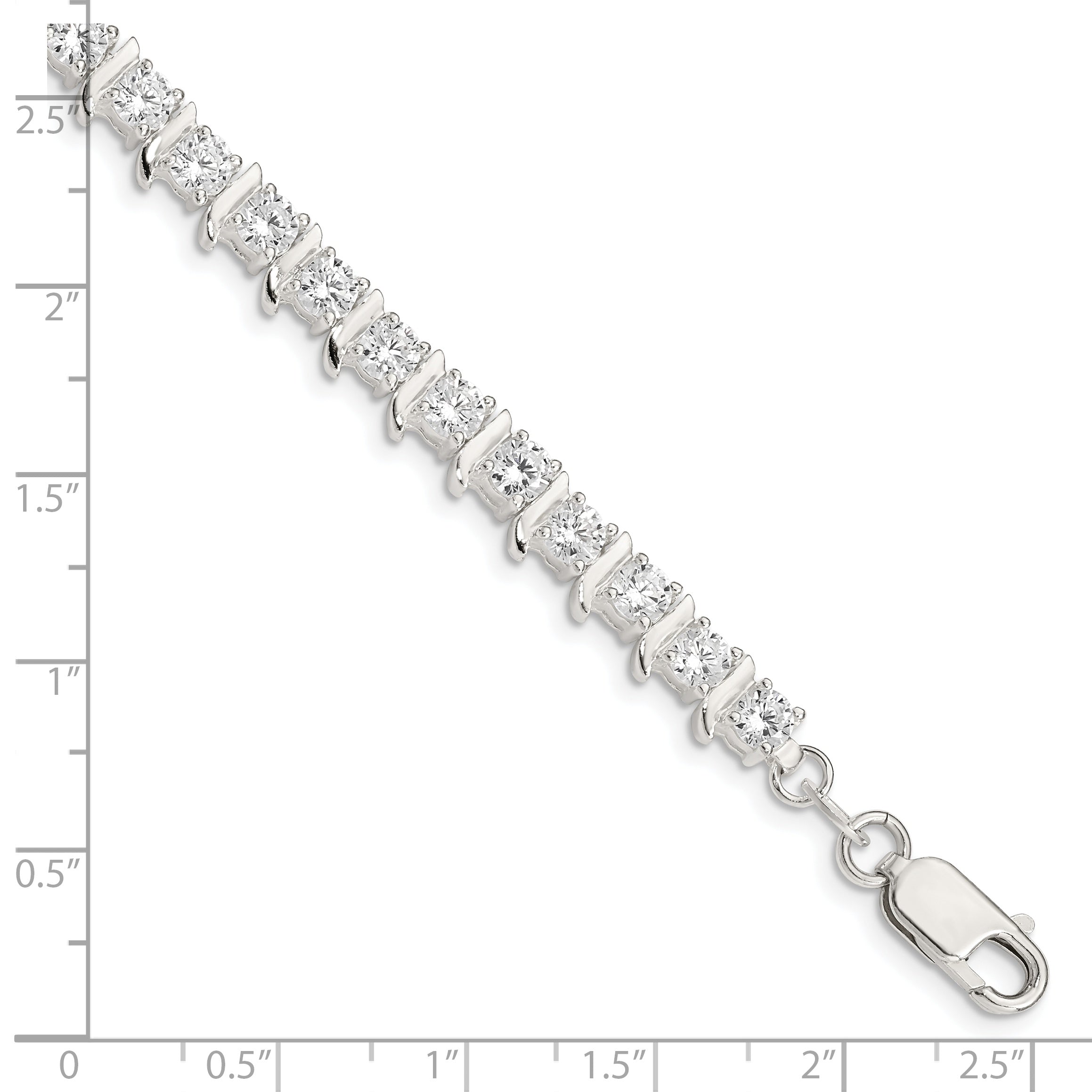 Sterling Silver CZ Fancy Polished Bracelet
