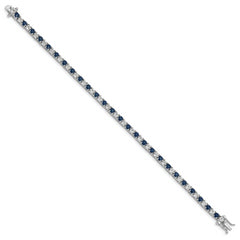 Sterling Silver Rhodium-plated Sapphire & White Topaz Tennis Bracelet - 7