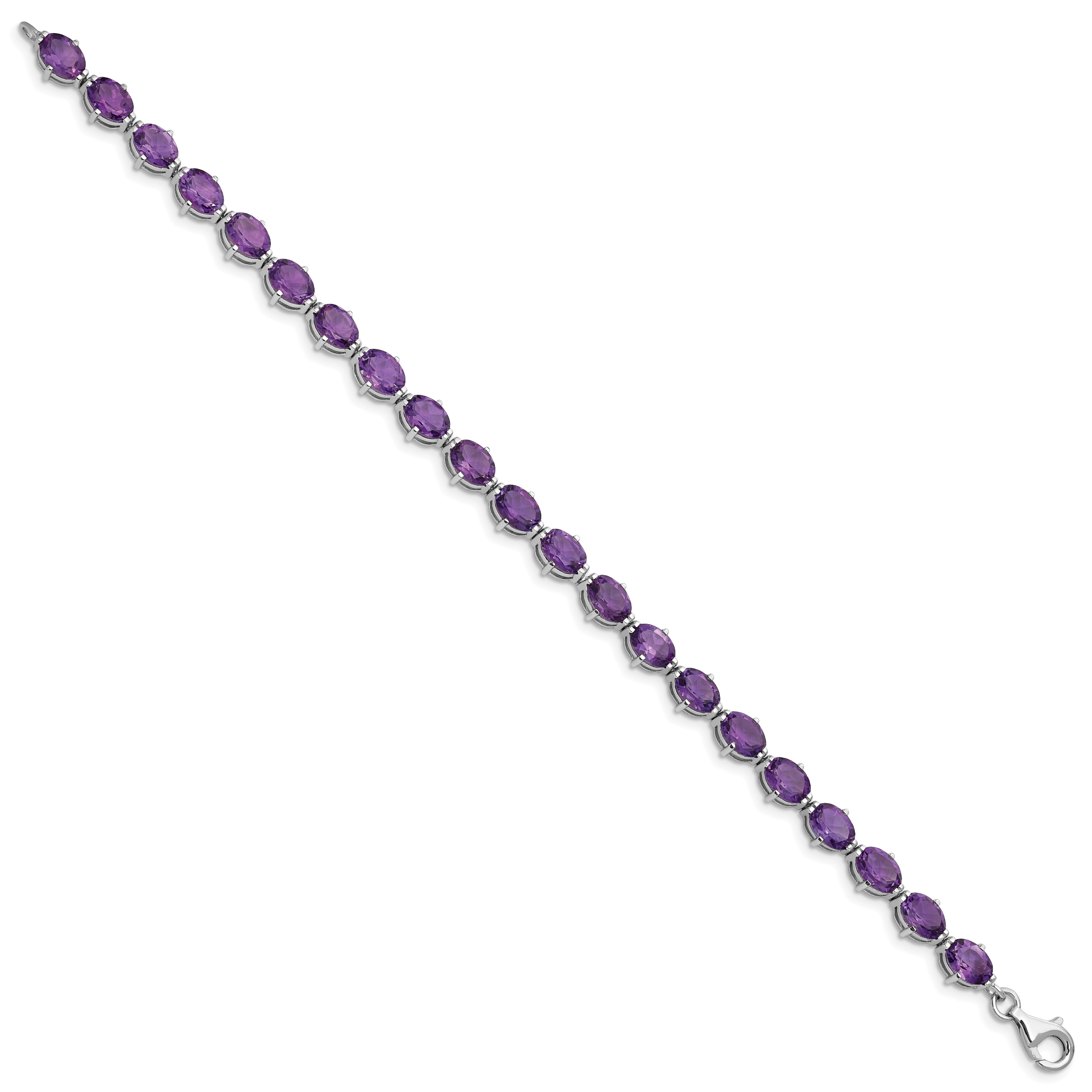 Sterling Silver Rhodium-plated Amethyst Bracelet Secondary image