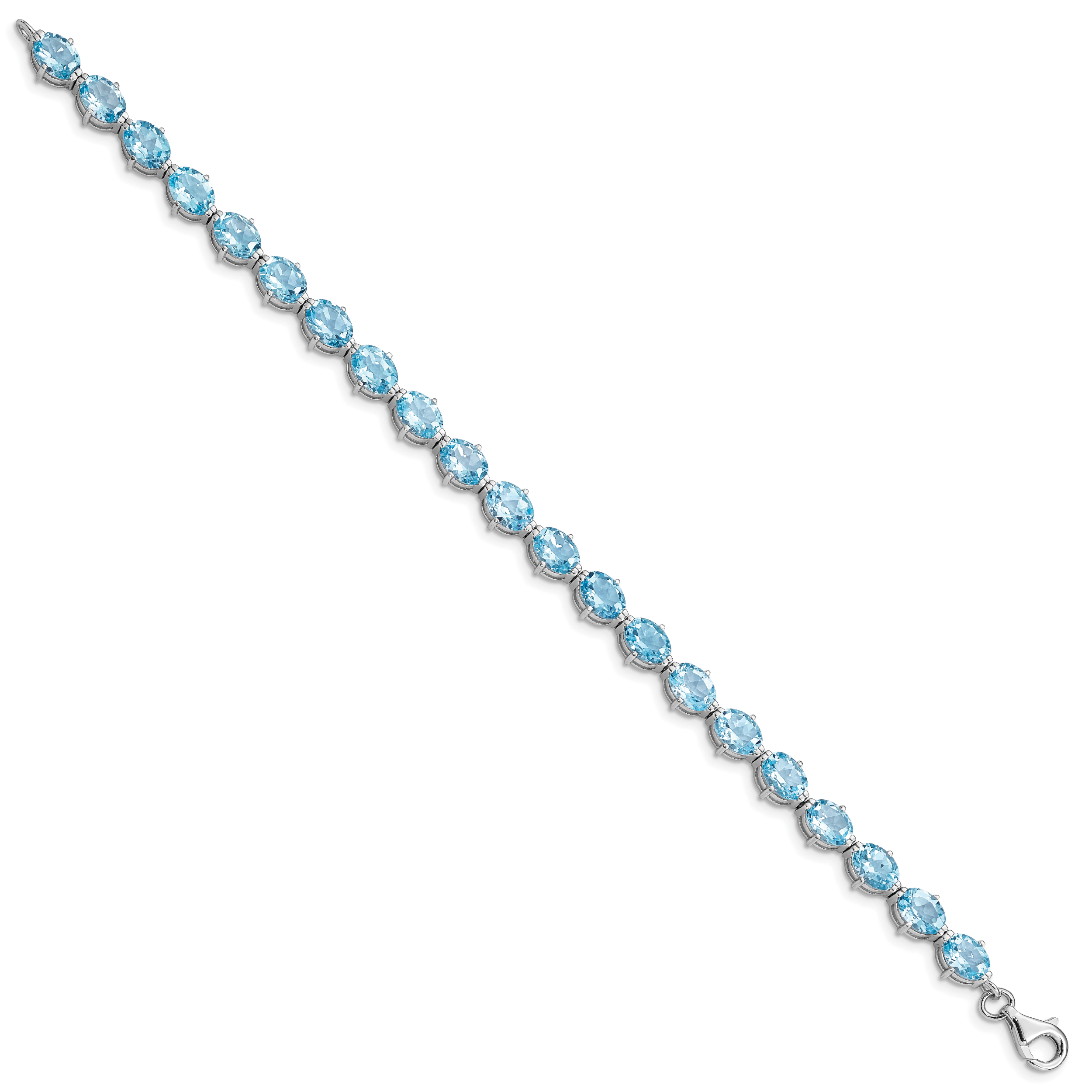 Sterling Silver Rhodium-plated Swiss Blue Topaz Bracelet Secondary image